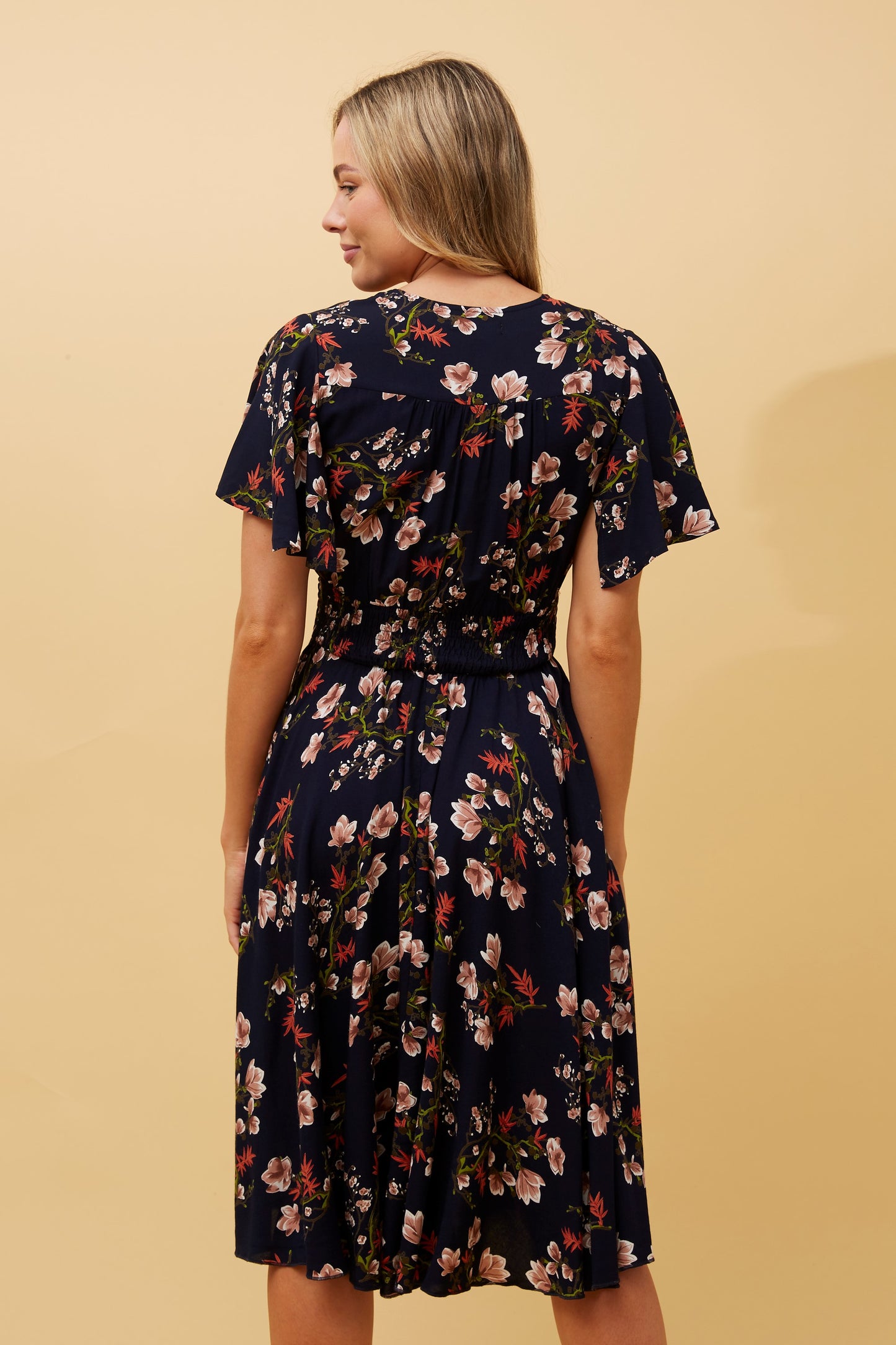 Ivona Floral Boho Midi Dress - Multi Navy D511977