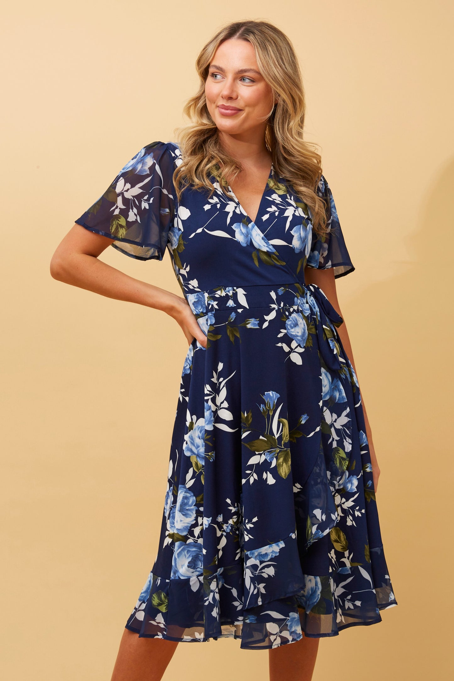 Tillie Floral Wrap Midi Dress D513530