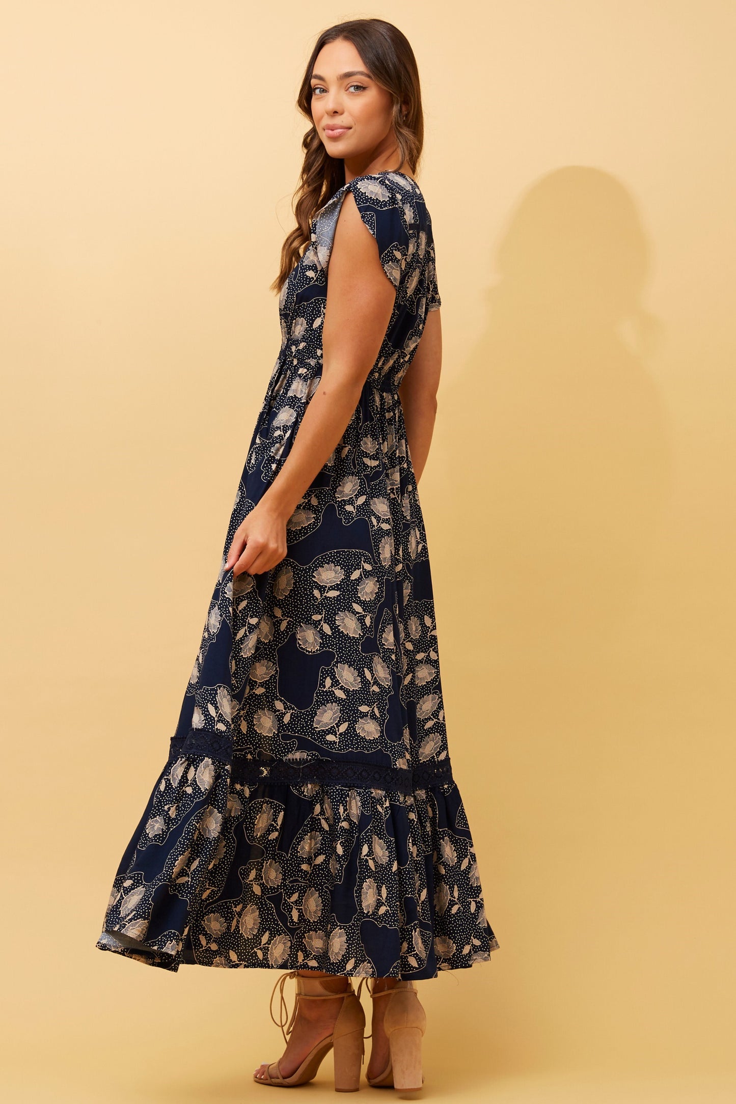 Jaz Floral Maxi Dress - Navy D515715