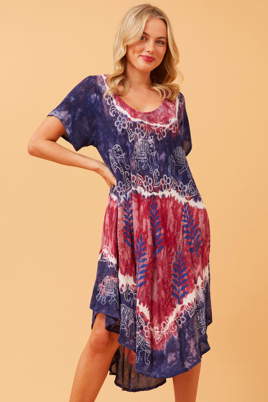 Umbrella Midi Dress D517071 - Multi Navy