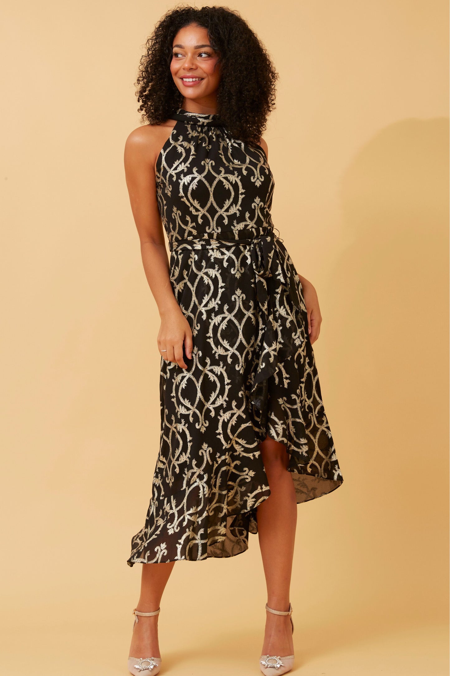 Angie Halter Neck Foil Printed Dress D517714