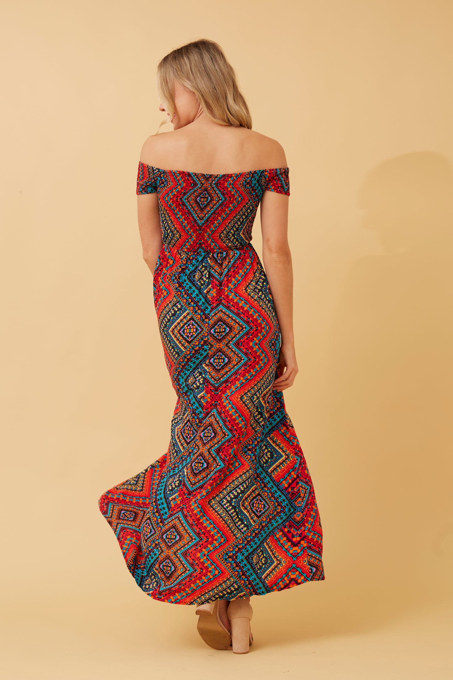 Robin Abstract Print Maxi Dress - Multi Red D518442