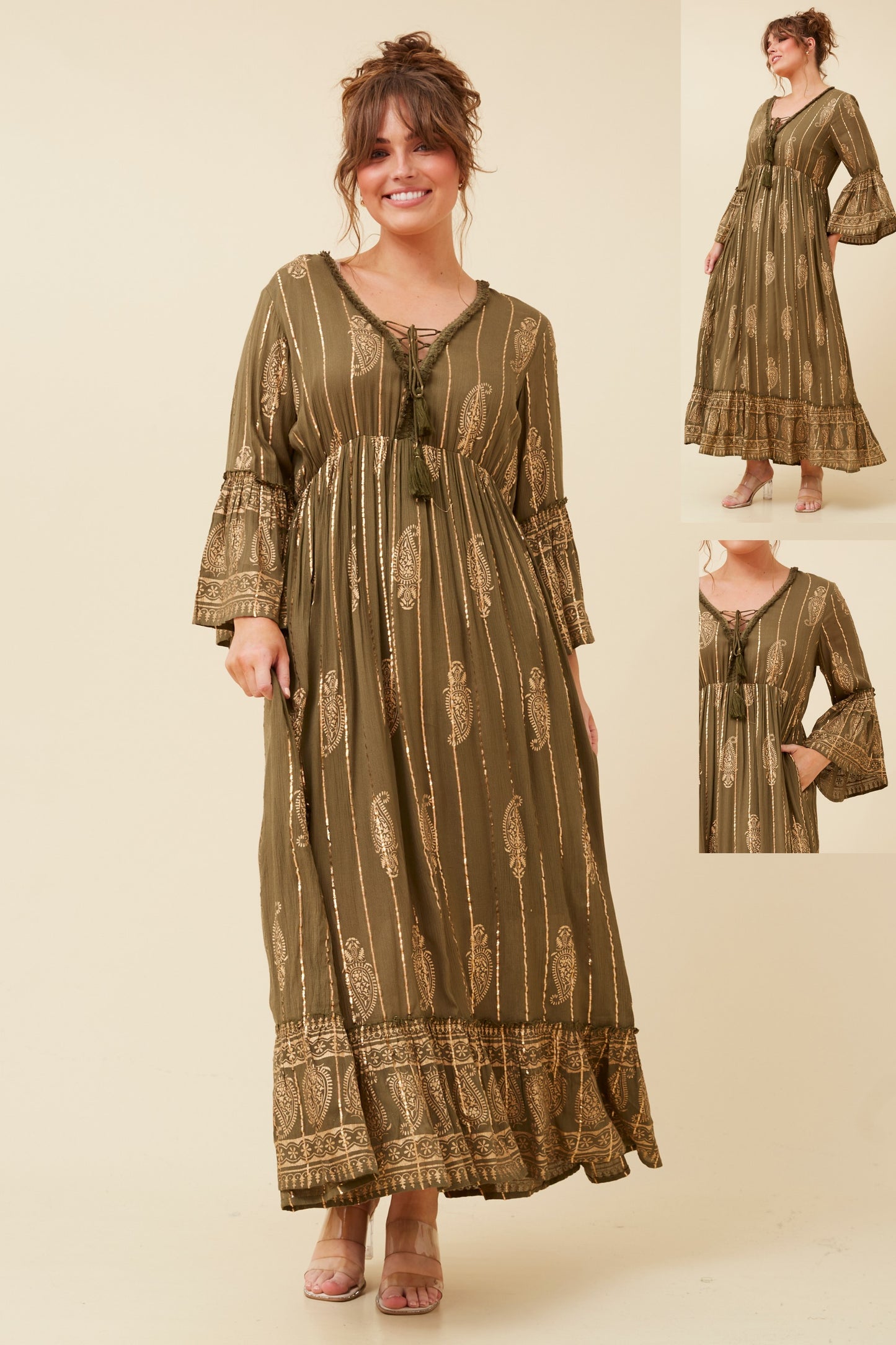 Amilia Boho Dress D519276 - Olive