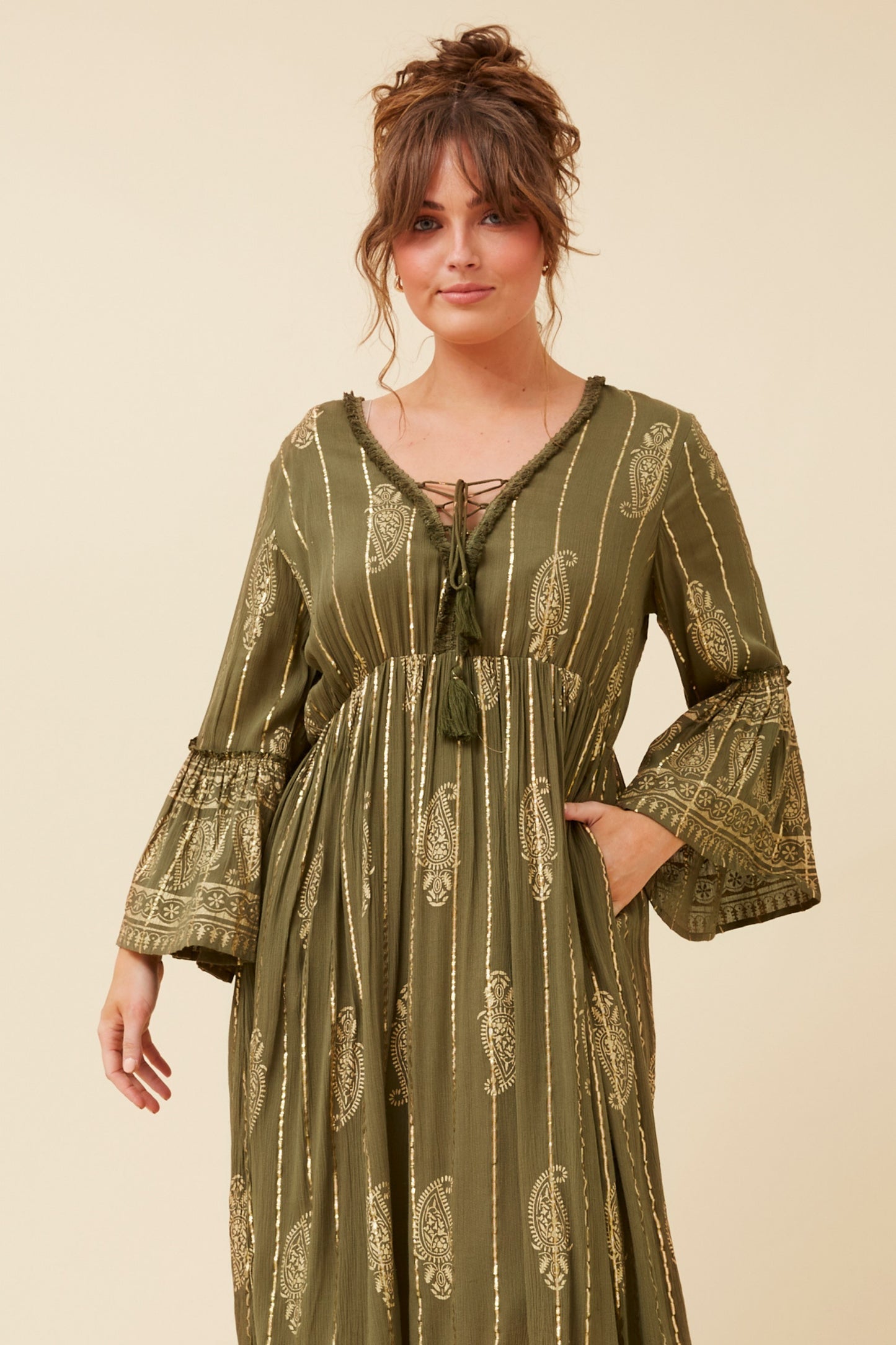 Amilia Boho Dress D519276 - Olive