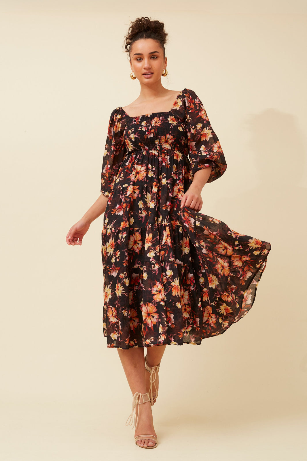 •EMANI• floral midi dress