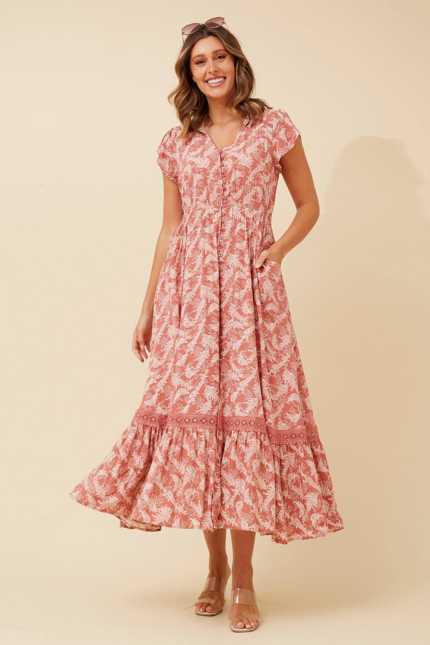 Enya Floral Maxi Dress - D519783 Rosewood