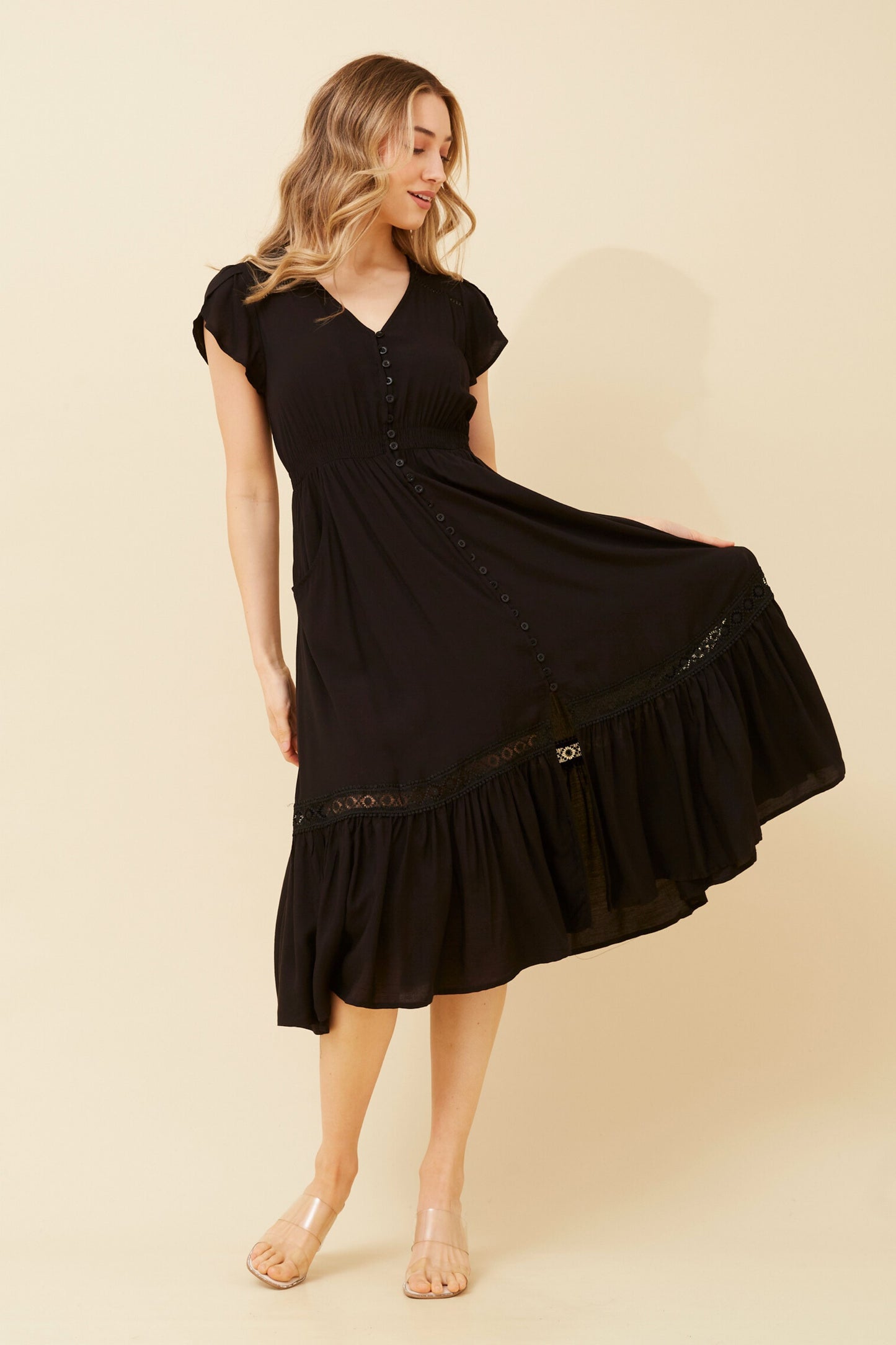 Lilah Midi Dress - Black D519816