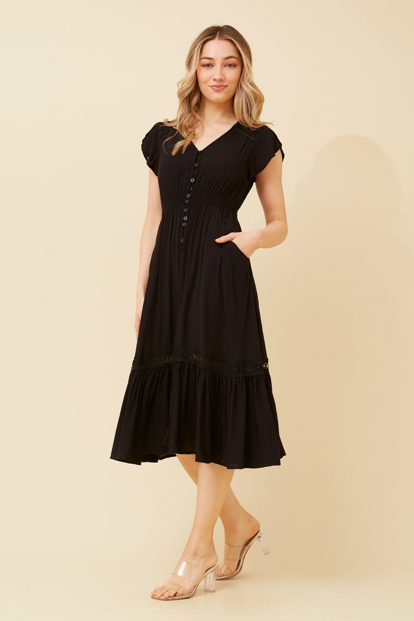 Lilah Midi Dress - Black D519816