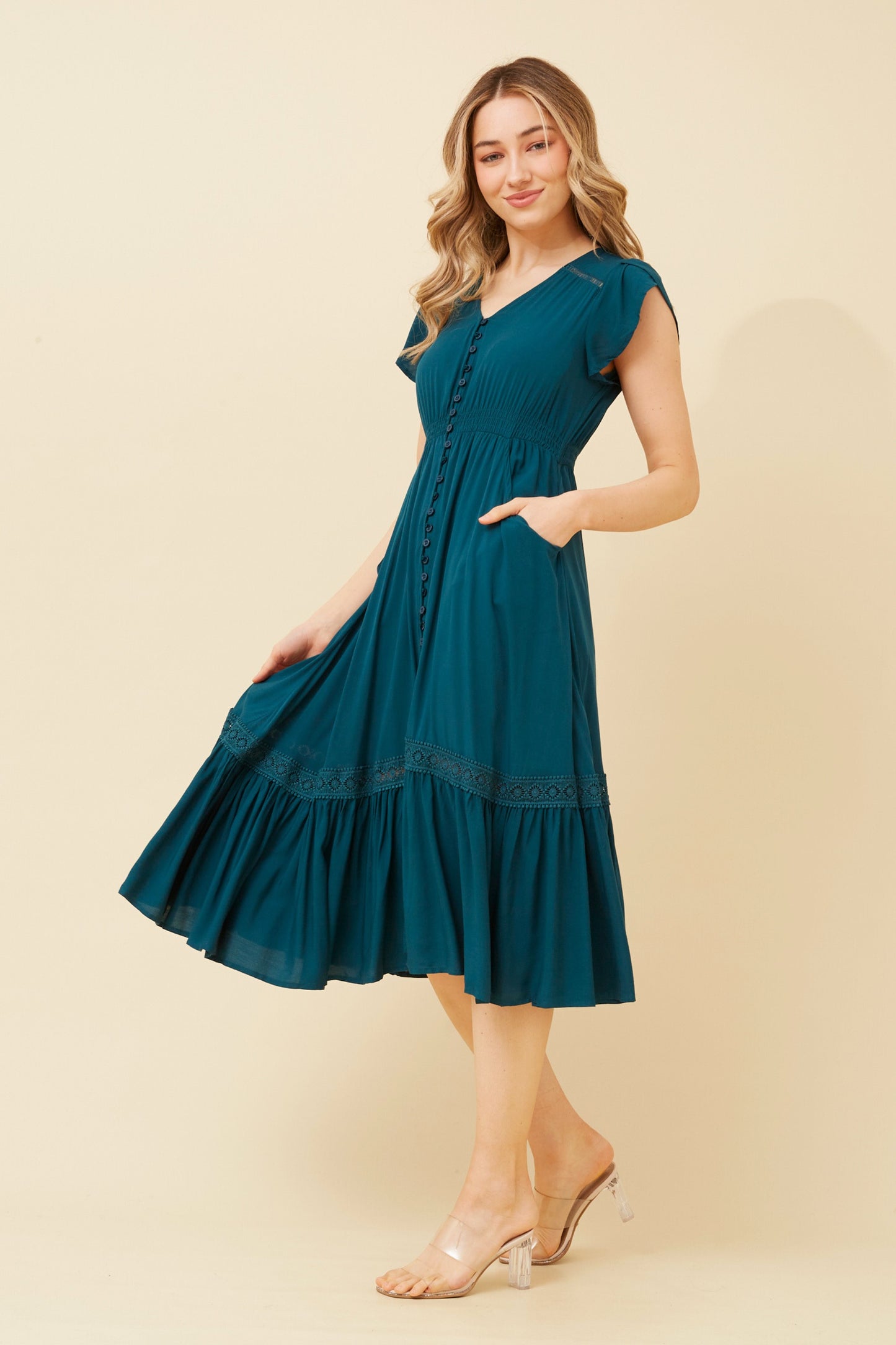 Lilah Midi Dress - Emerald  D519816