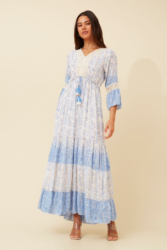 Divine Floral Printed Maxi Dress D519984 -  Light Blue