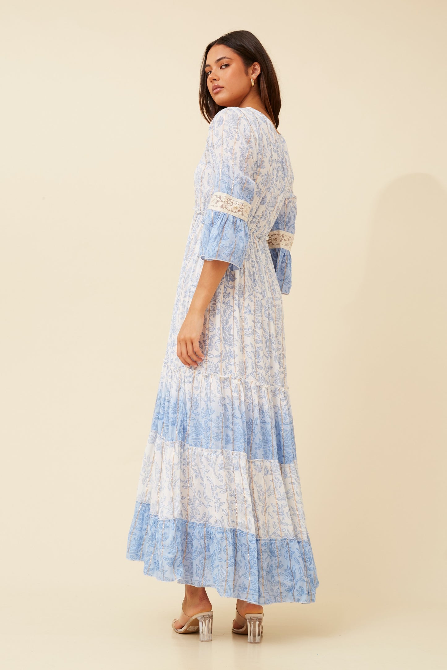 Divine Floral Printed Maxi Dress D519984 -  Light Blue