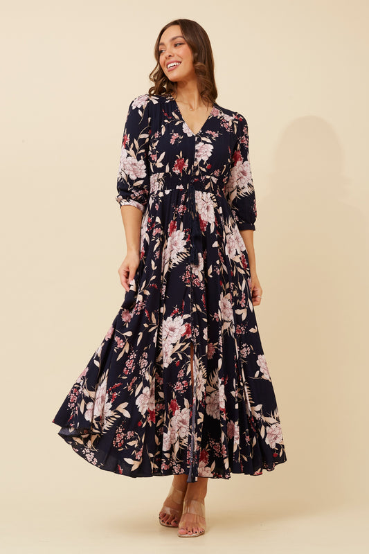 Jaz Floral Maxi Dress - Multi Navy D520203