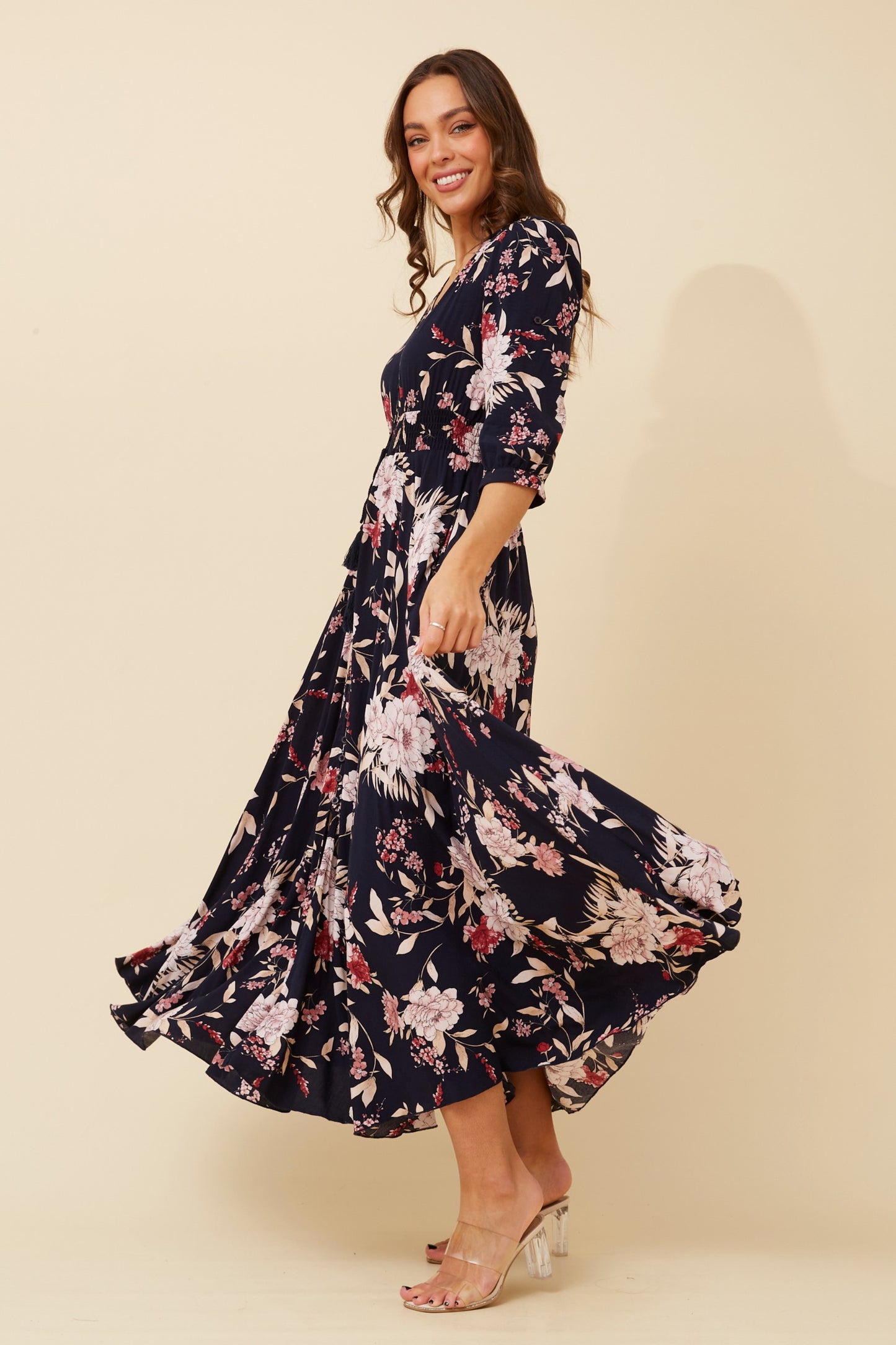 Jaz Floral Maxi Dress - Multi Navy D520203