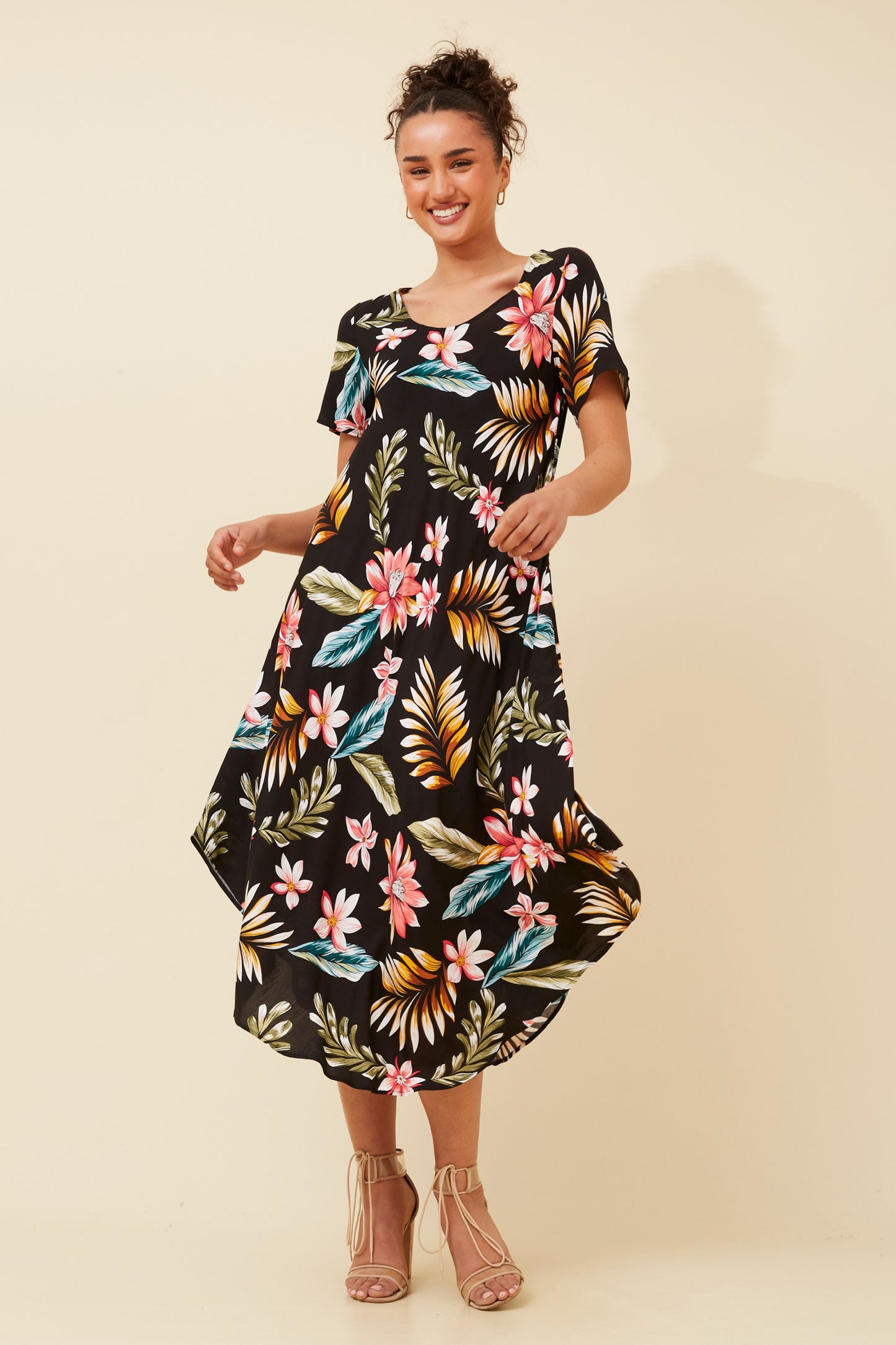 Lana Floral Midi Dress D520236 Black