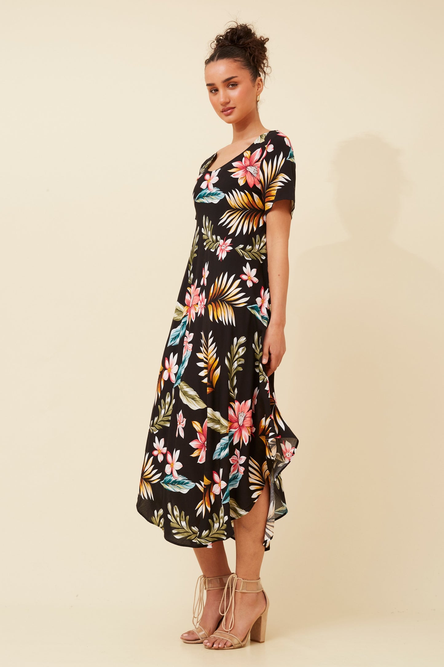 Lana Floral Midi Dress D520236 Black