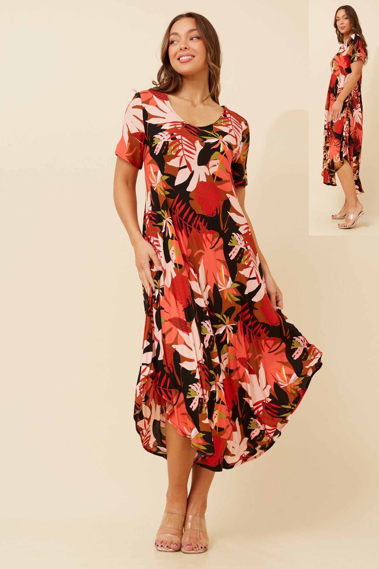 Lana Floral Midi Dress D520285 Multi Orange