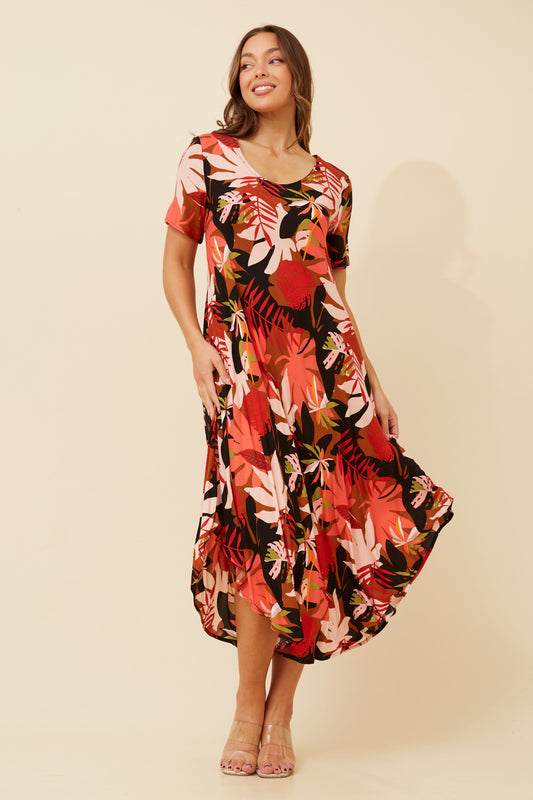 Lana Floral Midi Dress D520285 Multi Orange