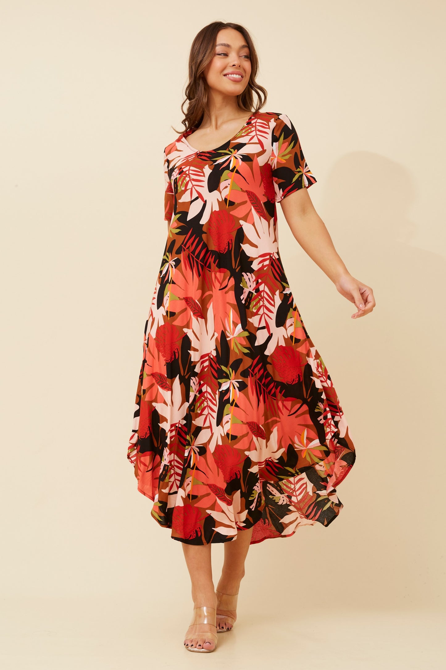 Lana Floral Midi Dress D520285 Multi Orange