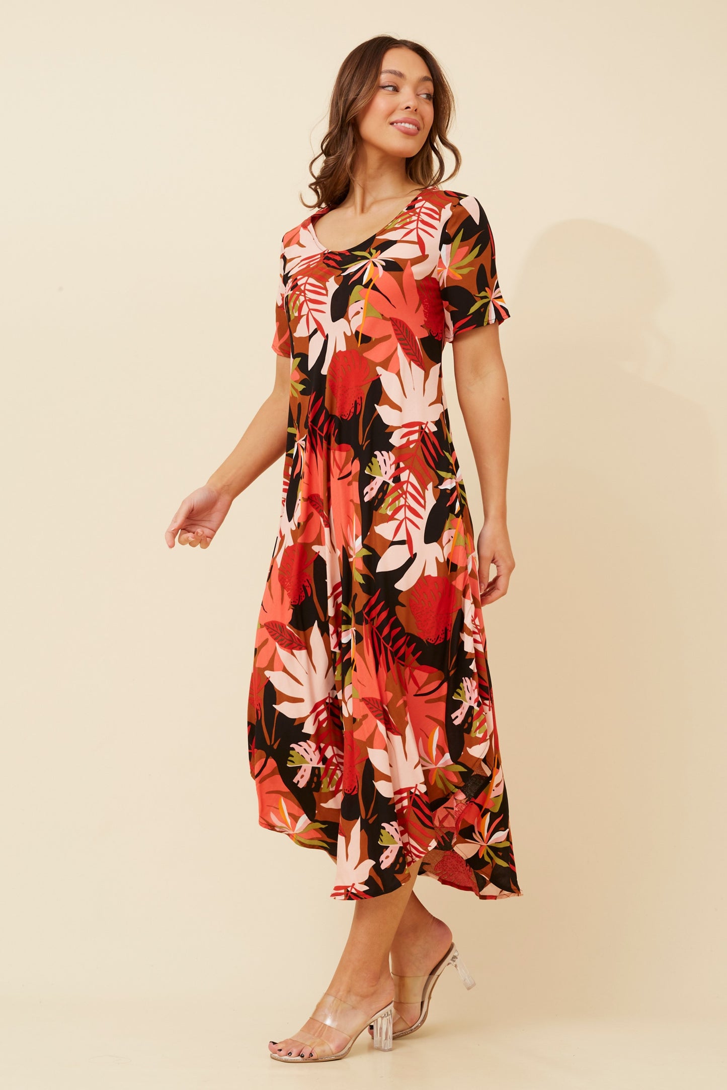 Lana Floral Midi Dress D520285 Multi Orange