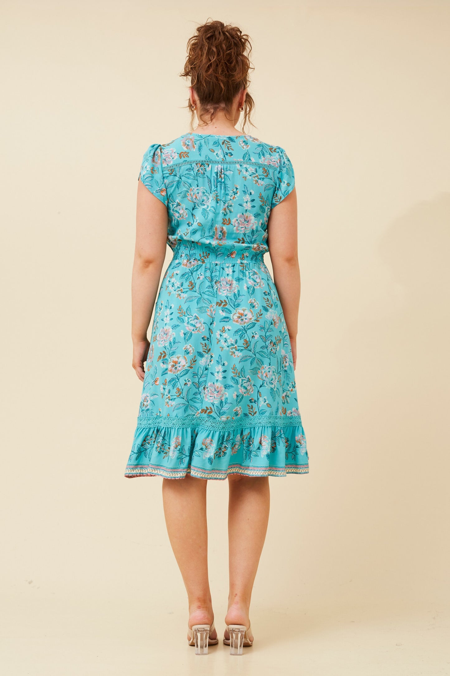 Milan Floral Midi Dress - Turquoise D520303