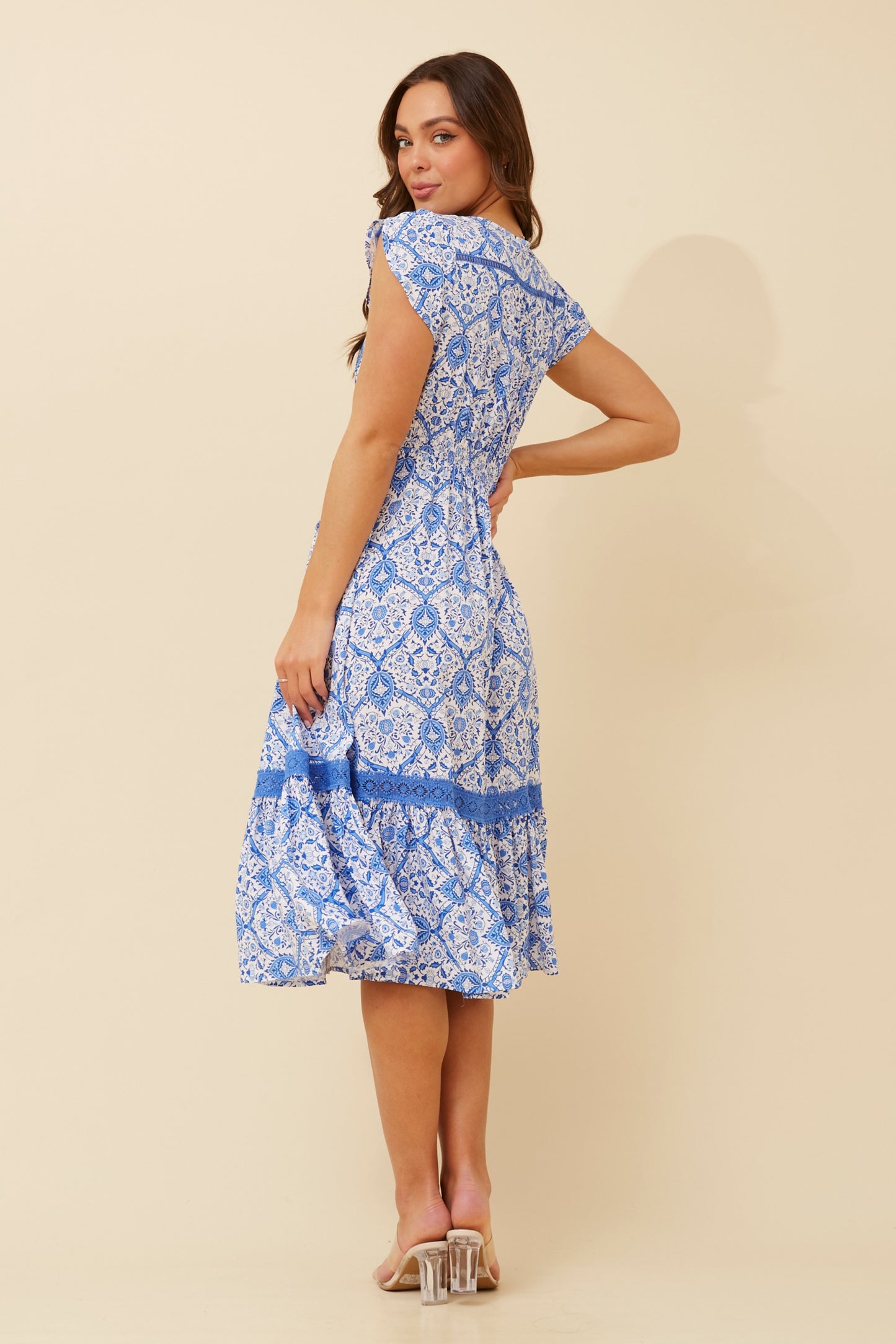 Indie Boho Print Midi Dress - Blue D520333