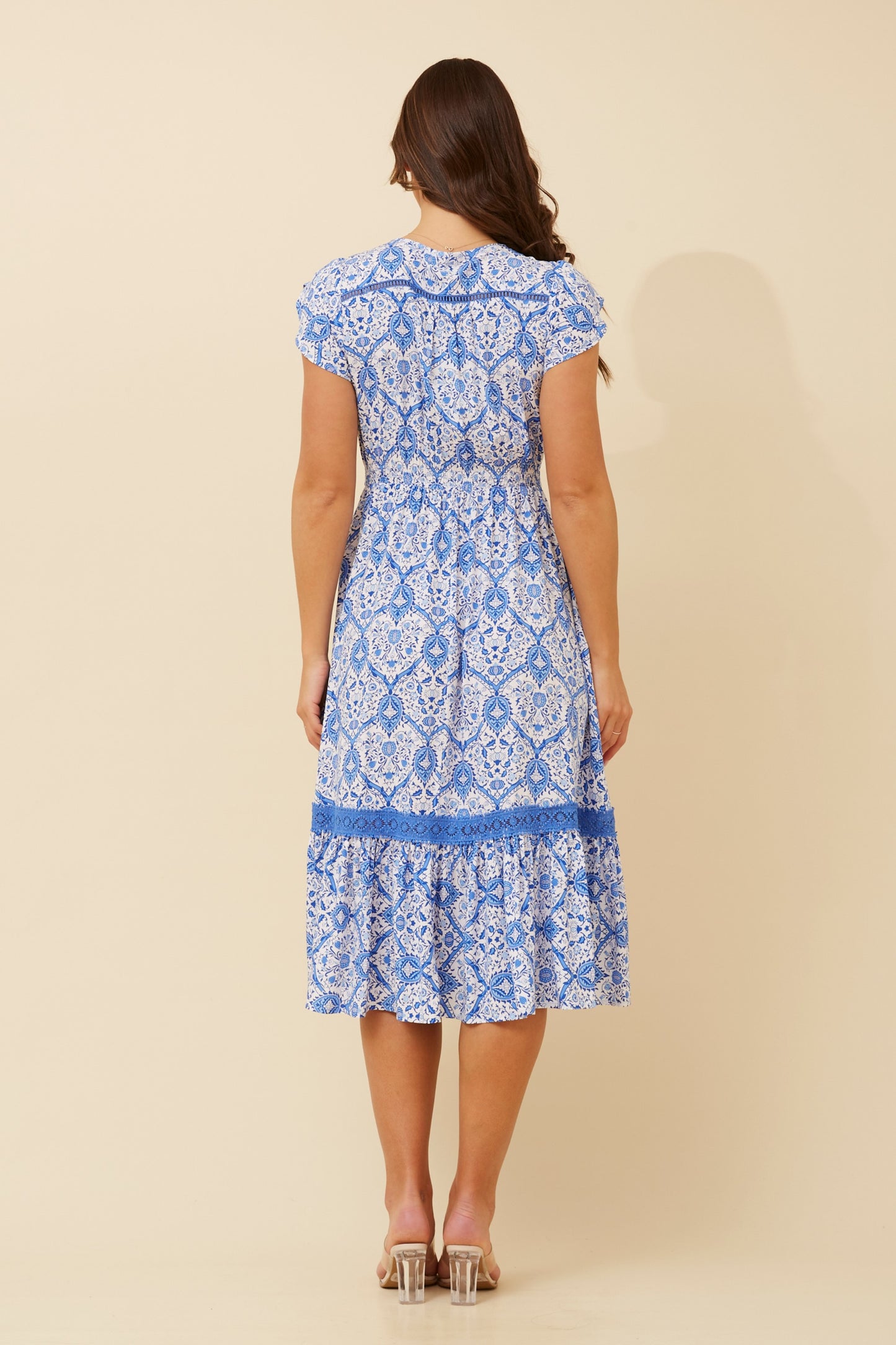 Indie Boho Print Midi Dress - Blue D520333