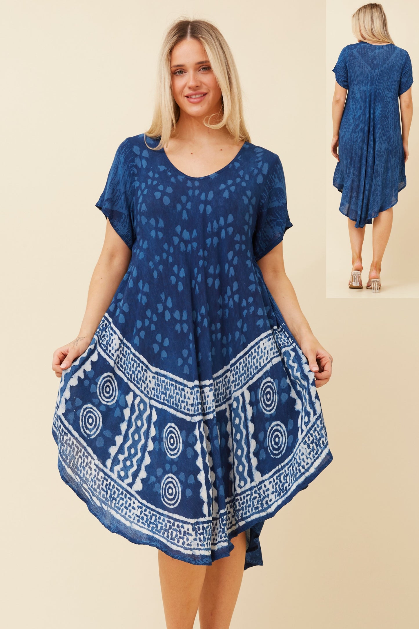 Umbrella Midi Dress D520438 - Multi Blue