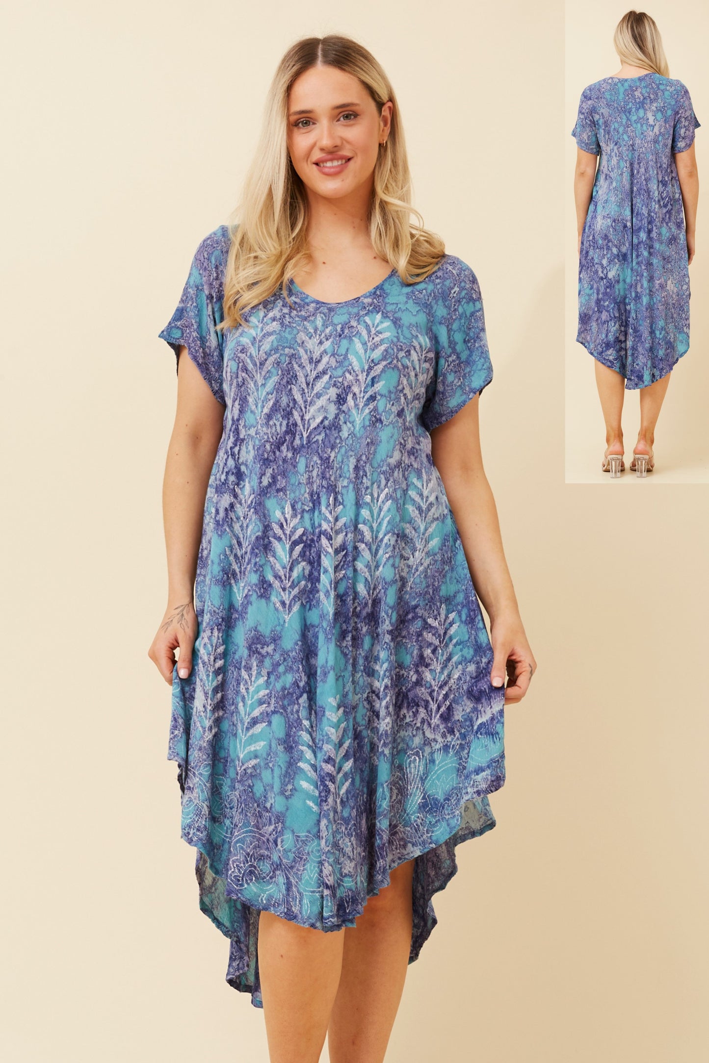 Umbrella Midi Dress D520440 - Multi Blue