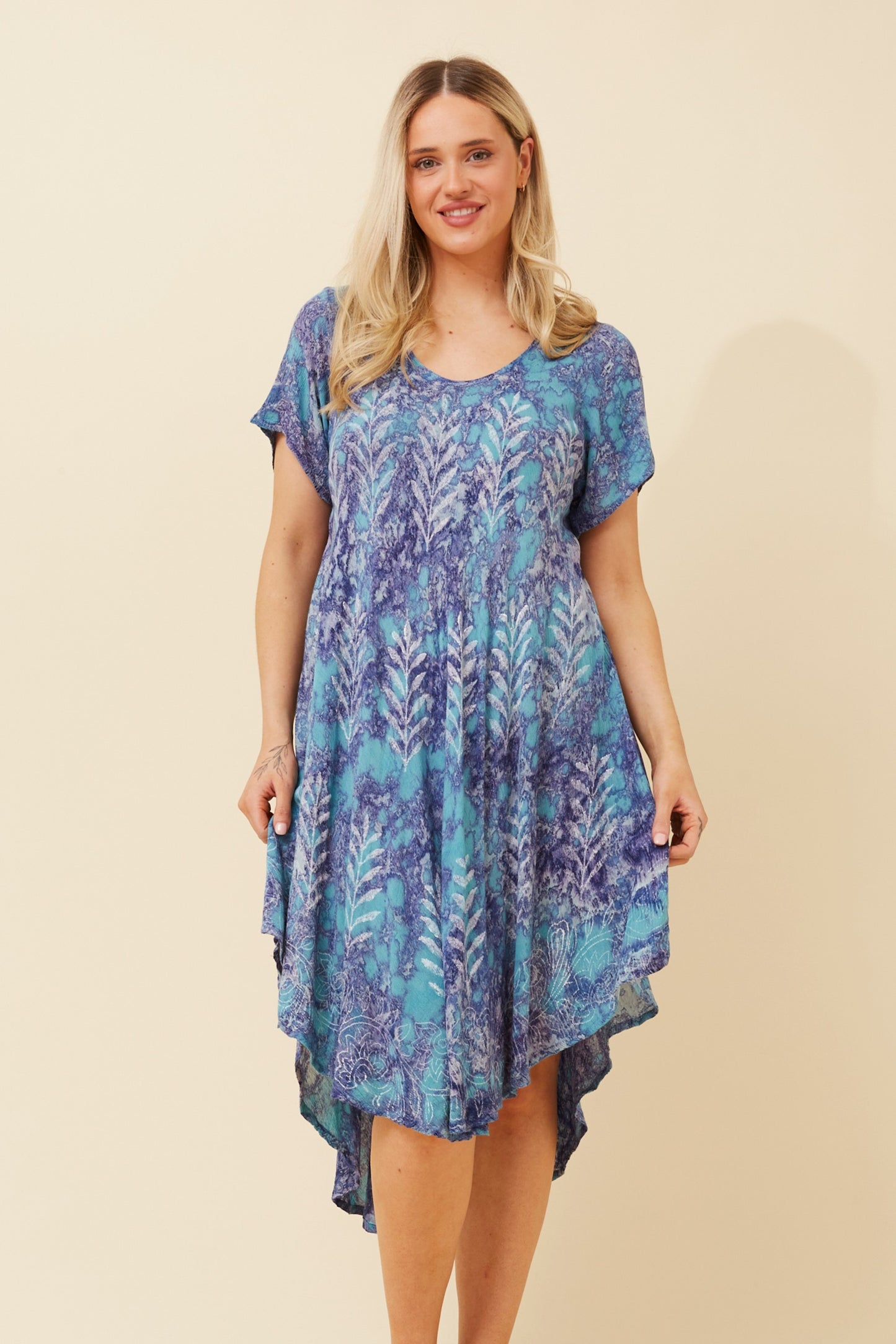 Umbrella Midi Dress D520440 - Multi Blue