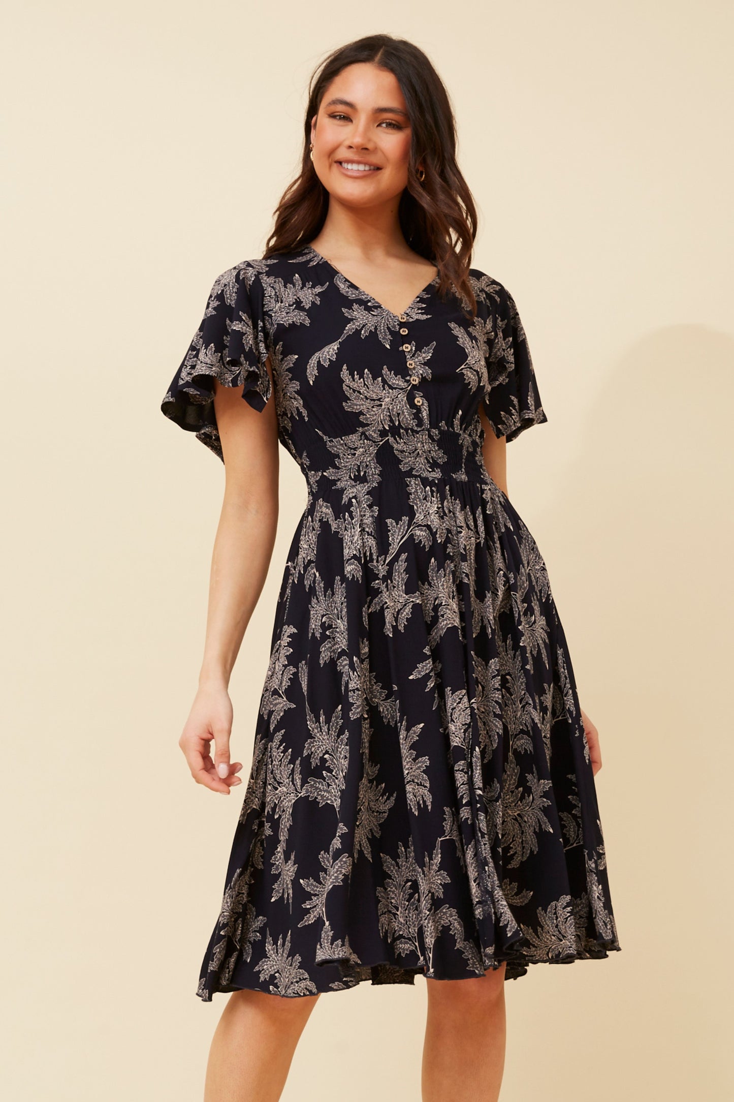 Jay Botanical Printed Dress - Navy D520632