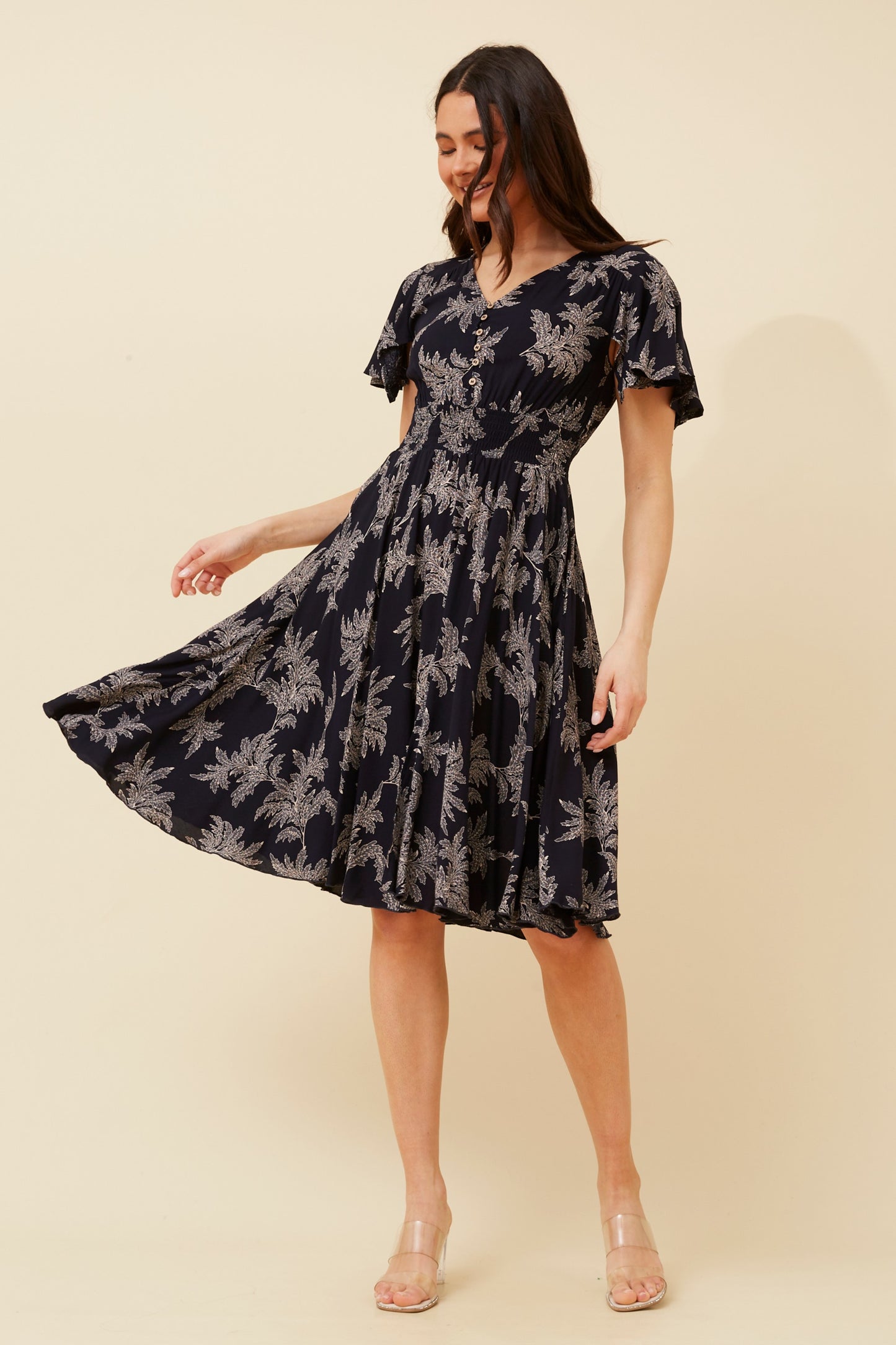 Jay Botanical Printed Dress - Navy D520632