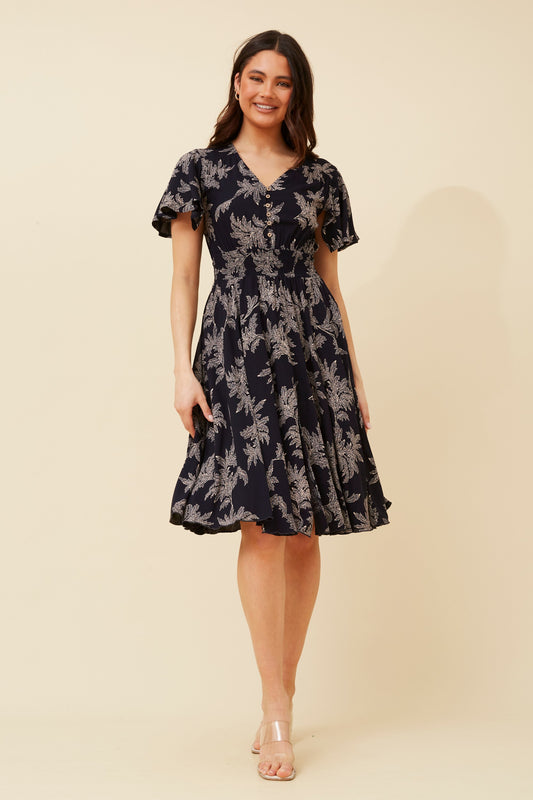 Jay Botanical Printed Dress - Navy D520632