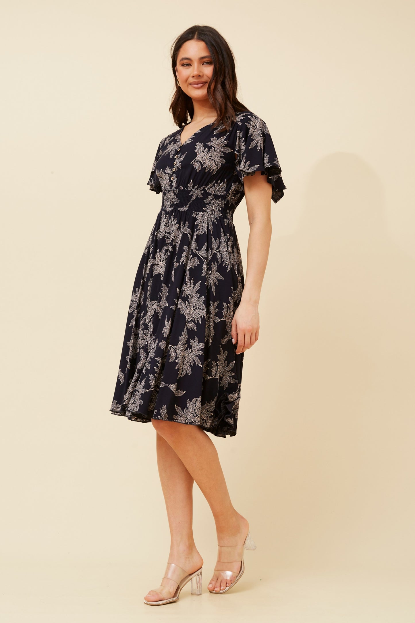 Jay Botanical Printed Dress - Navy D520632