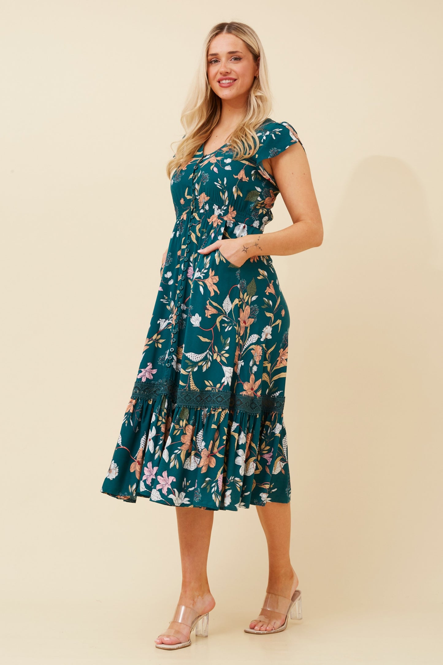 Tassia Flower Print Midi Dress - D520876 MultiGreen