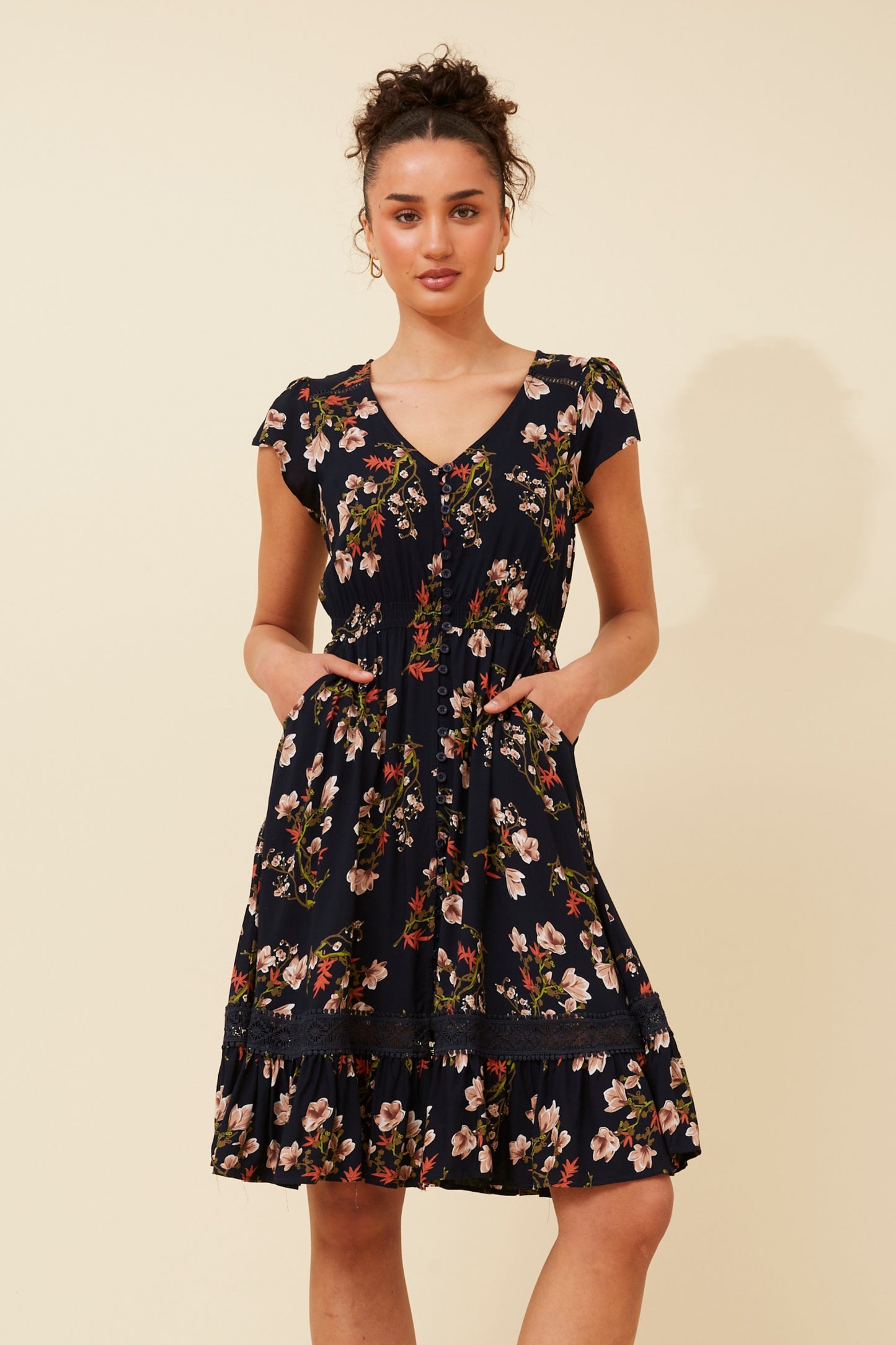 Milan Floral Midi Dress - Multi Navy D520881