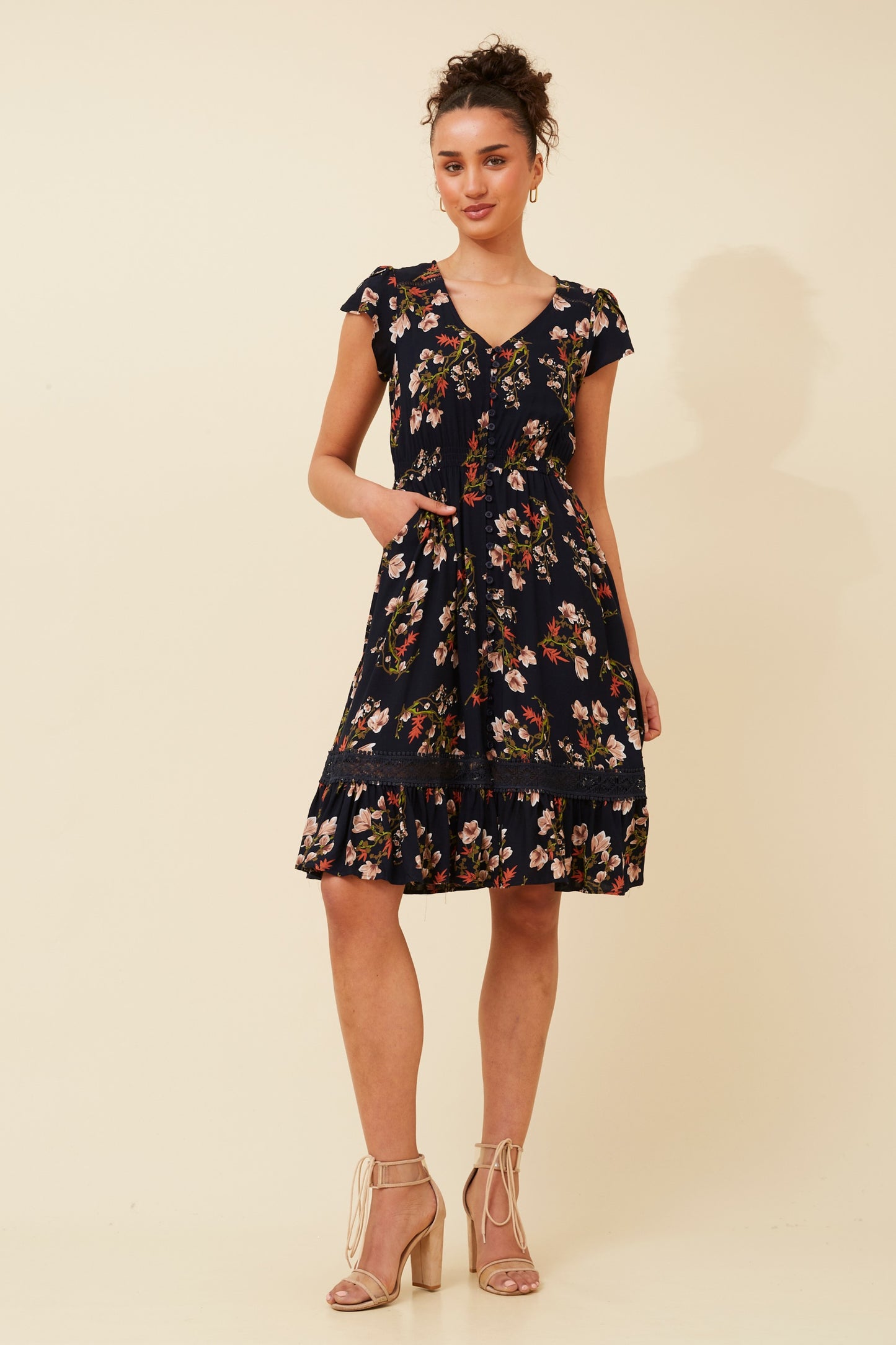 Milan Floral Midi Dress - Multi Navy D520881