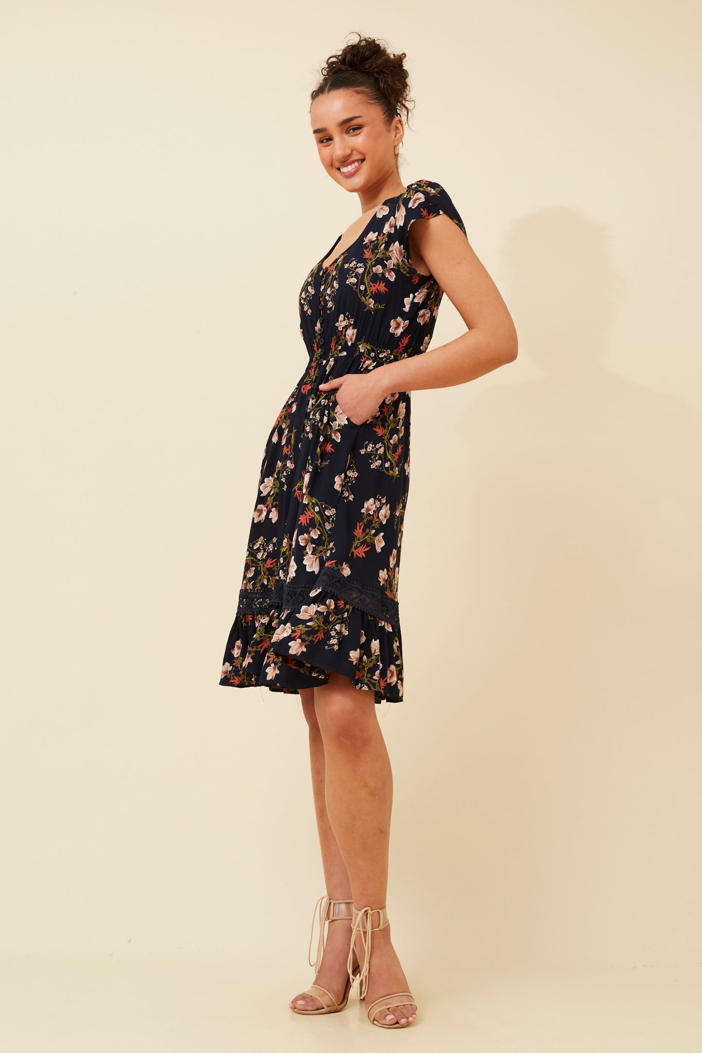 Milan Floral Midi Dress - Multi Navy D520881