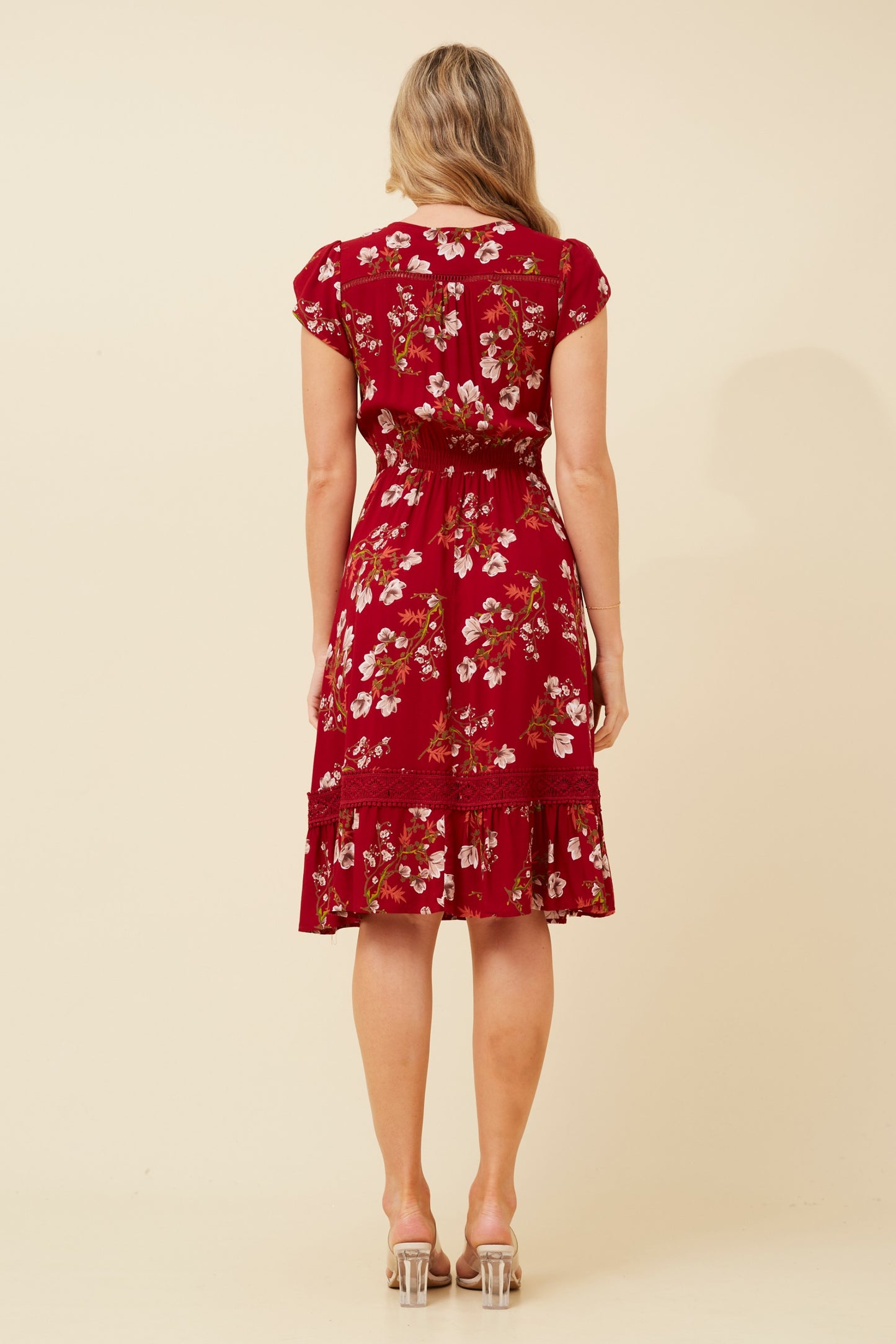 Milan Floral Midi Dress - Multi Red D520881