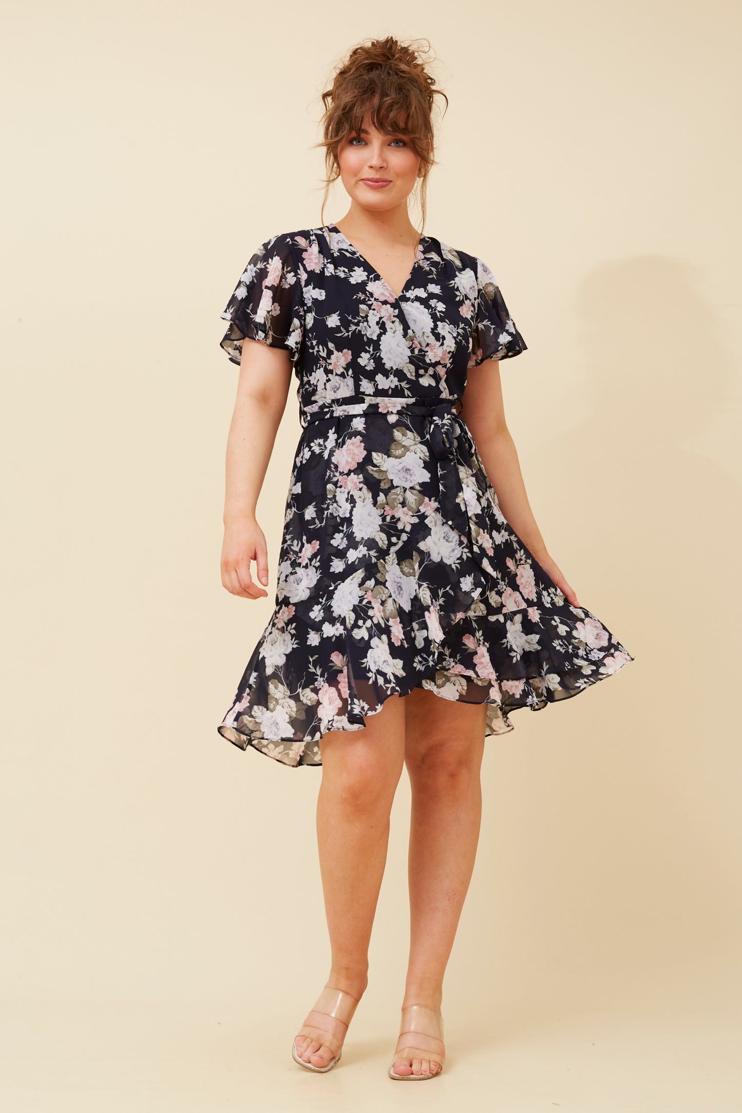 Ariah Short Sleeve Dress - Multi-Navy D521255