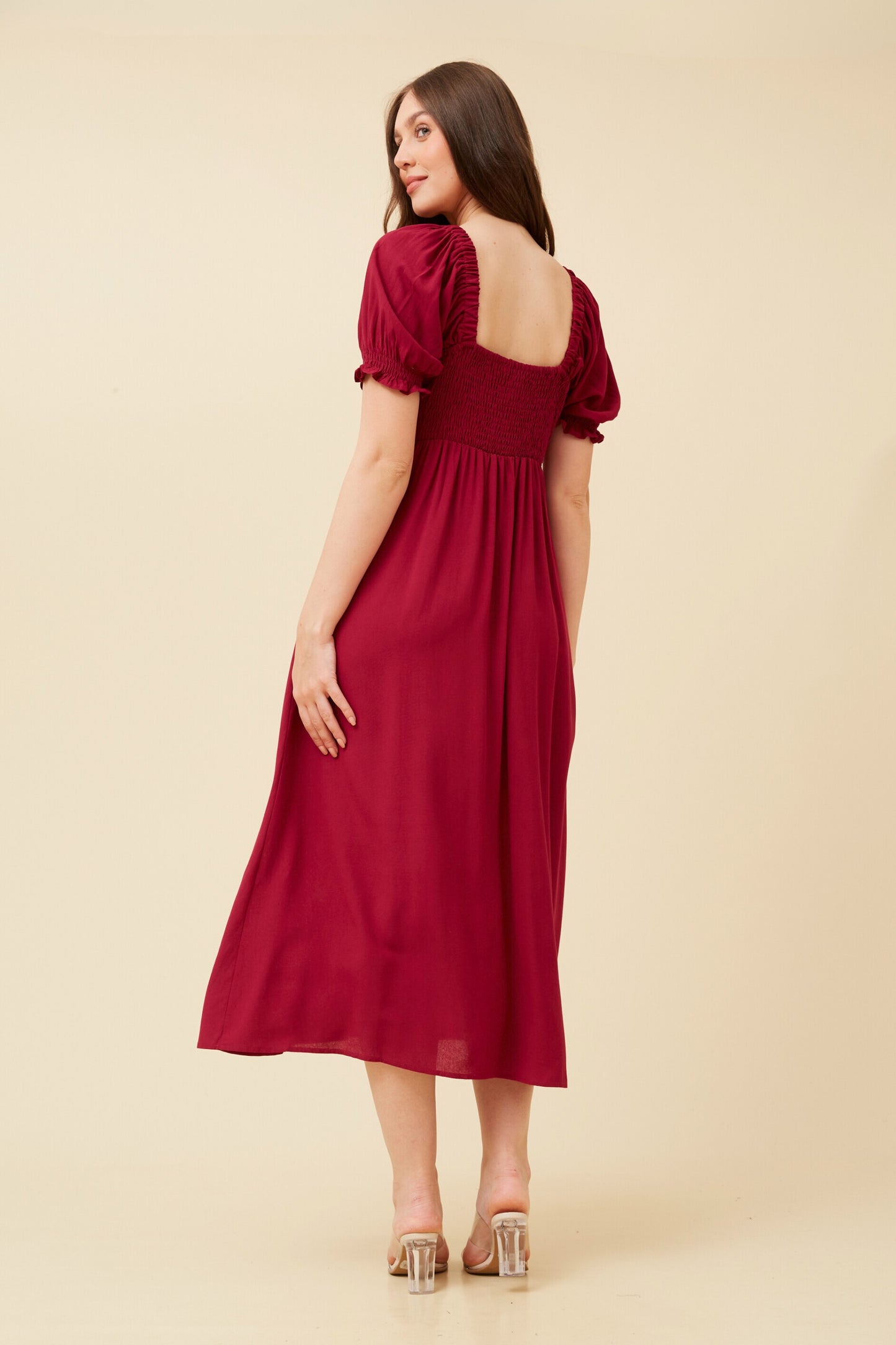 Anne Front Bow Dress - Burgundy D512961