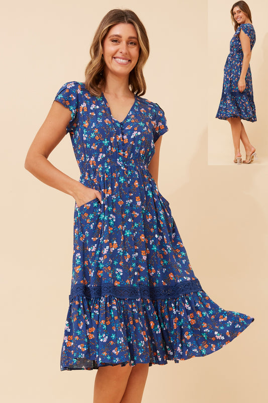 Serena Floral Print Midi Dress -  D525686