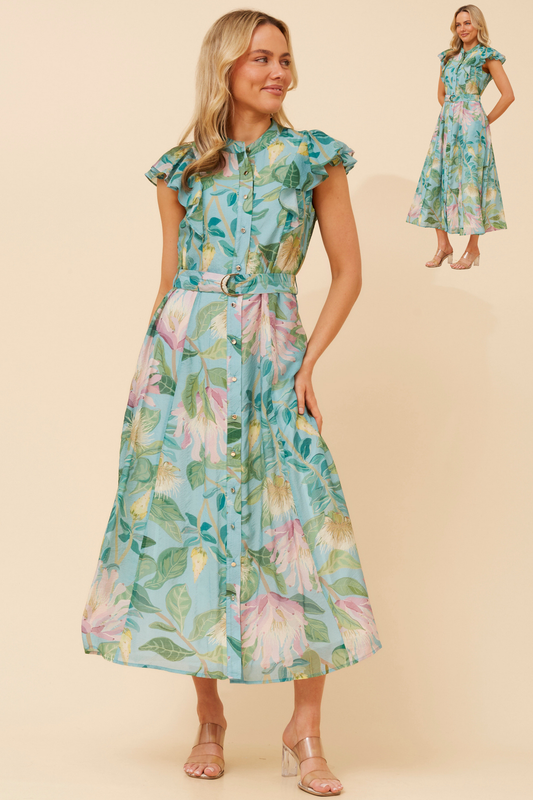 Eira Floral Party Dress D526433 Aqua