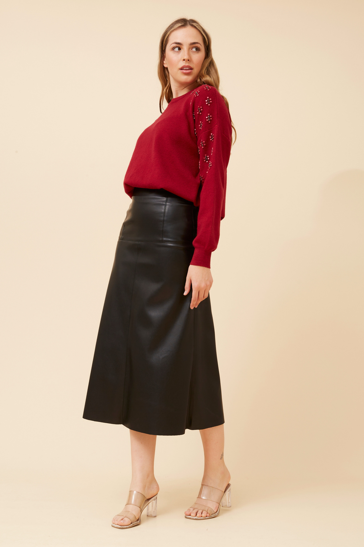 Lucie Studs Detail Knit KP735670 Rich Red