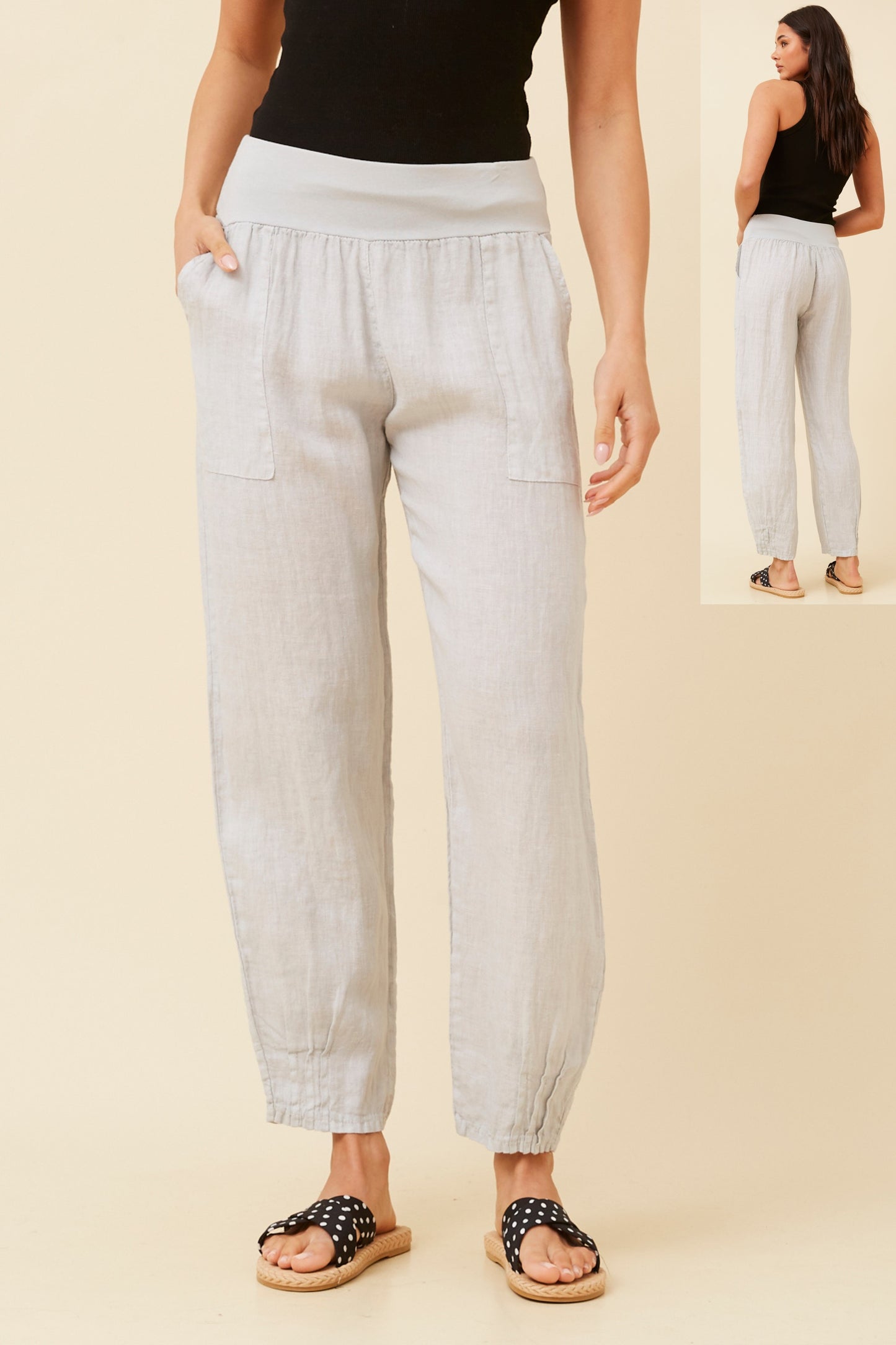 Linen Italian Pant P516694 Bitter Perla