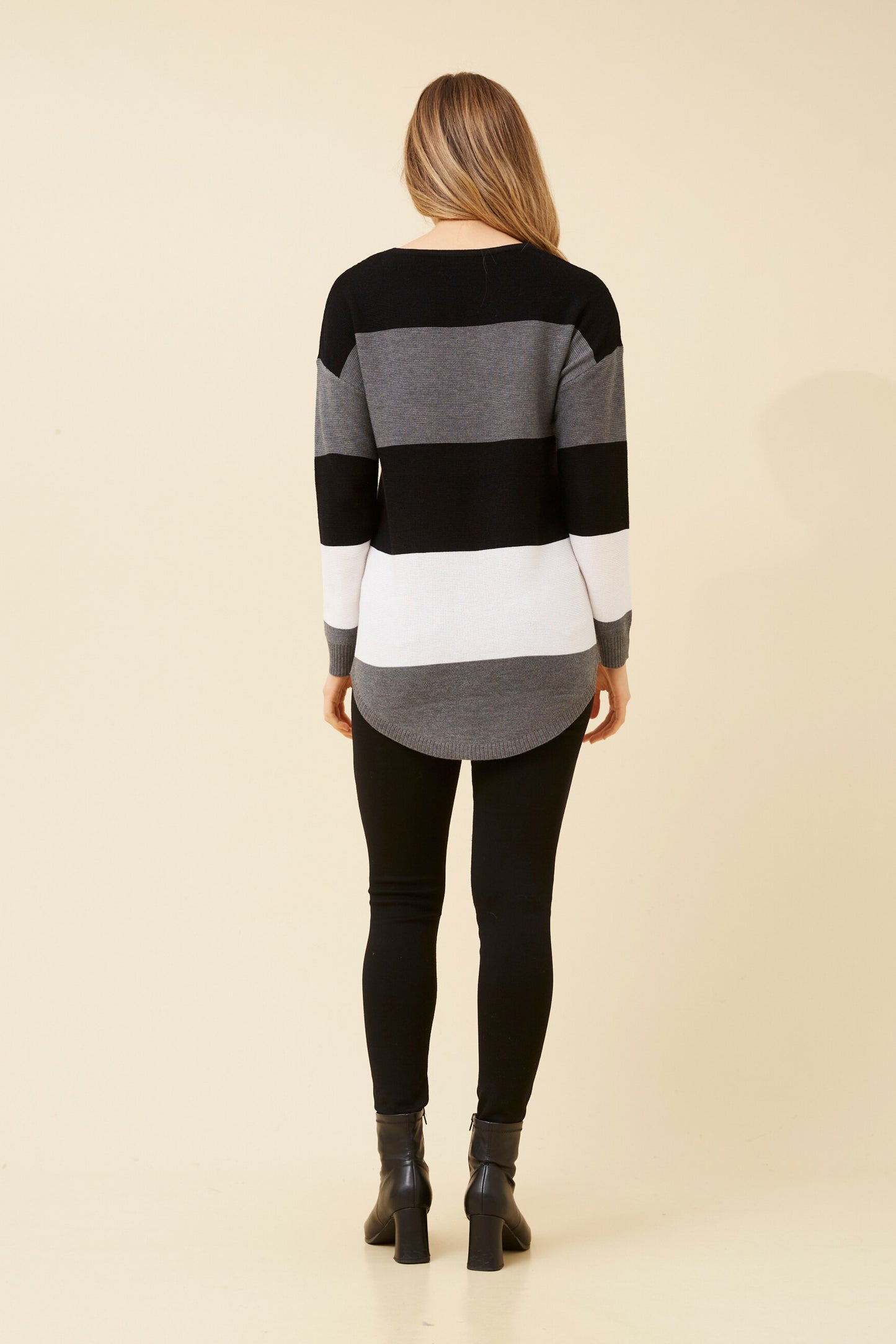 Olivia Colour Block Knit Jumper - GreyMarl  KP507819