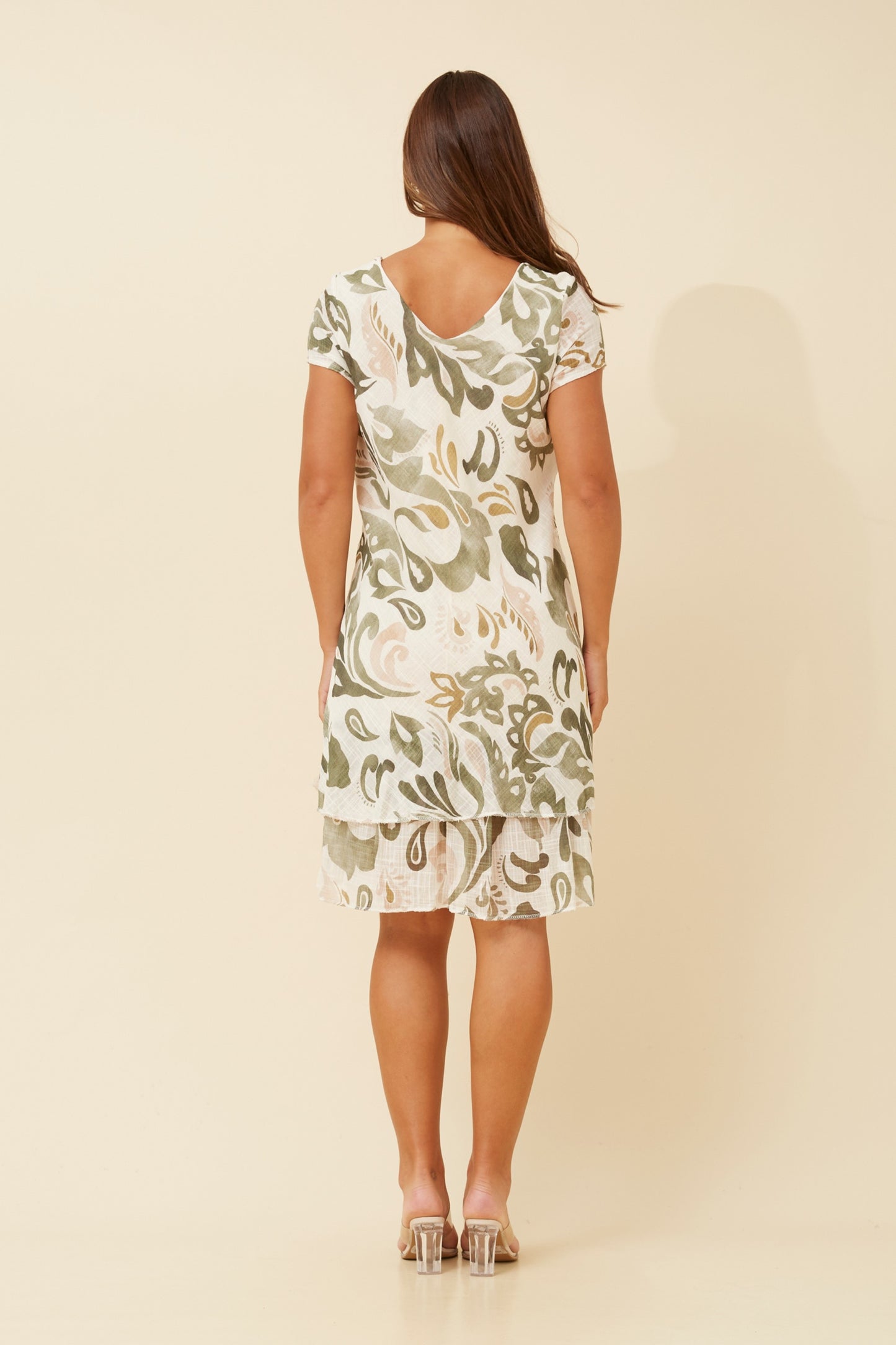 Maddie Double Layer Floral Dress D523111  Sage