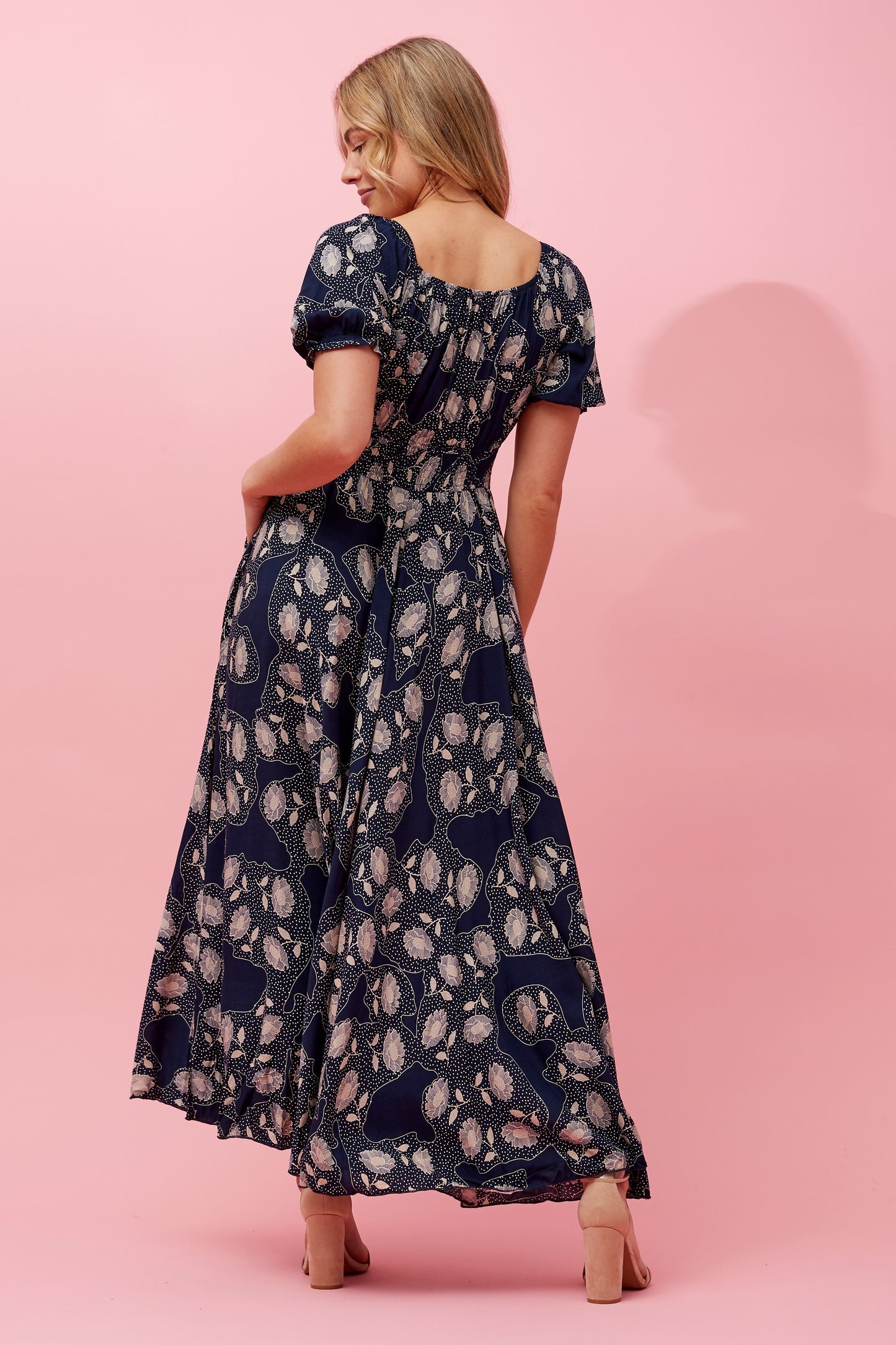 Molly Floral Boho Maxi Dress- Navy D731349