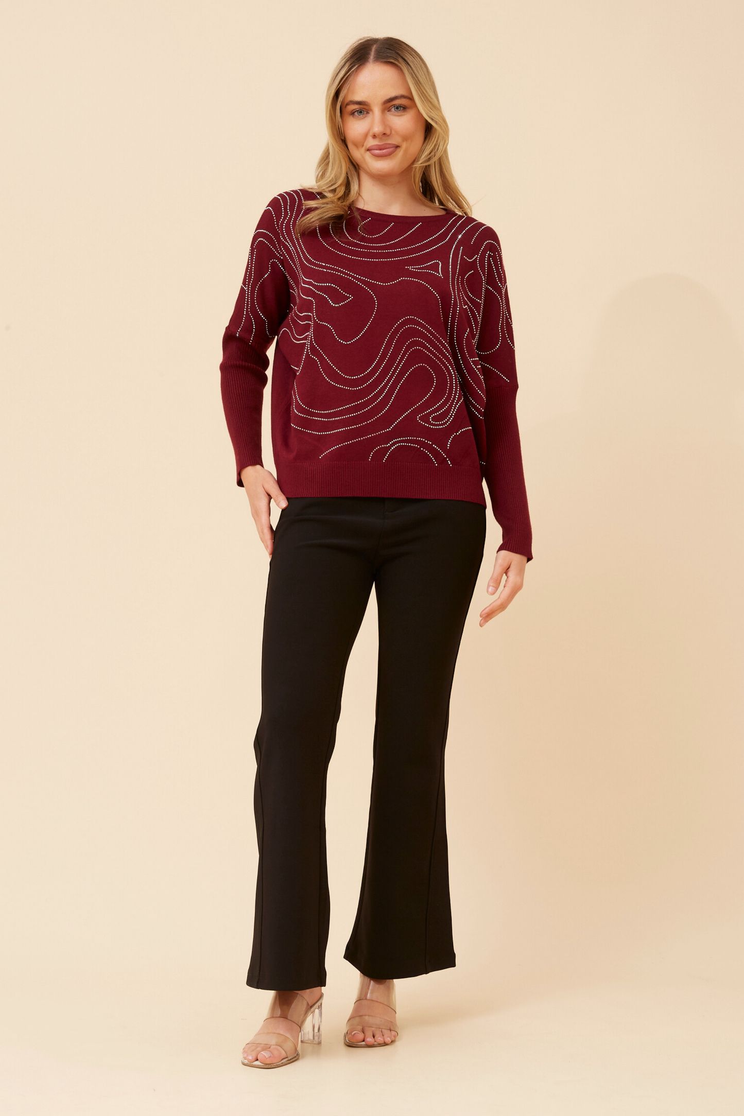 Rylin Diamante Knit Kp177129 Wine