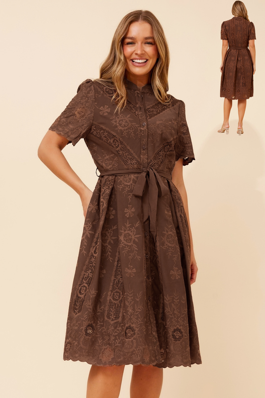 Aarini Lace Party Dress D734685 Chocolate