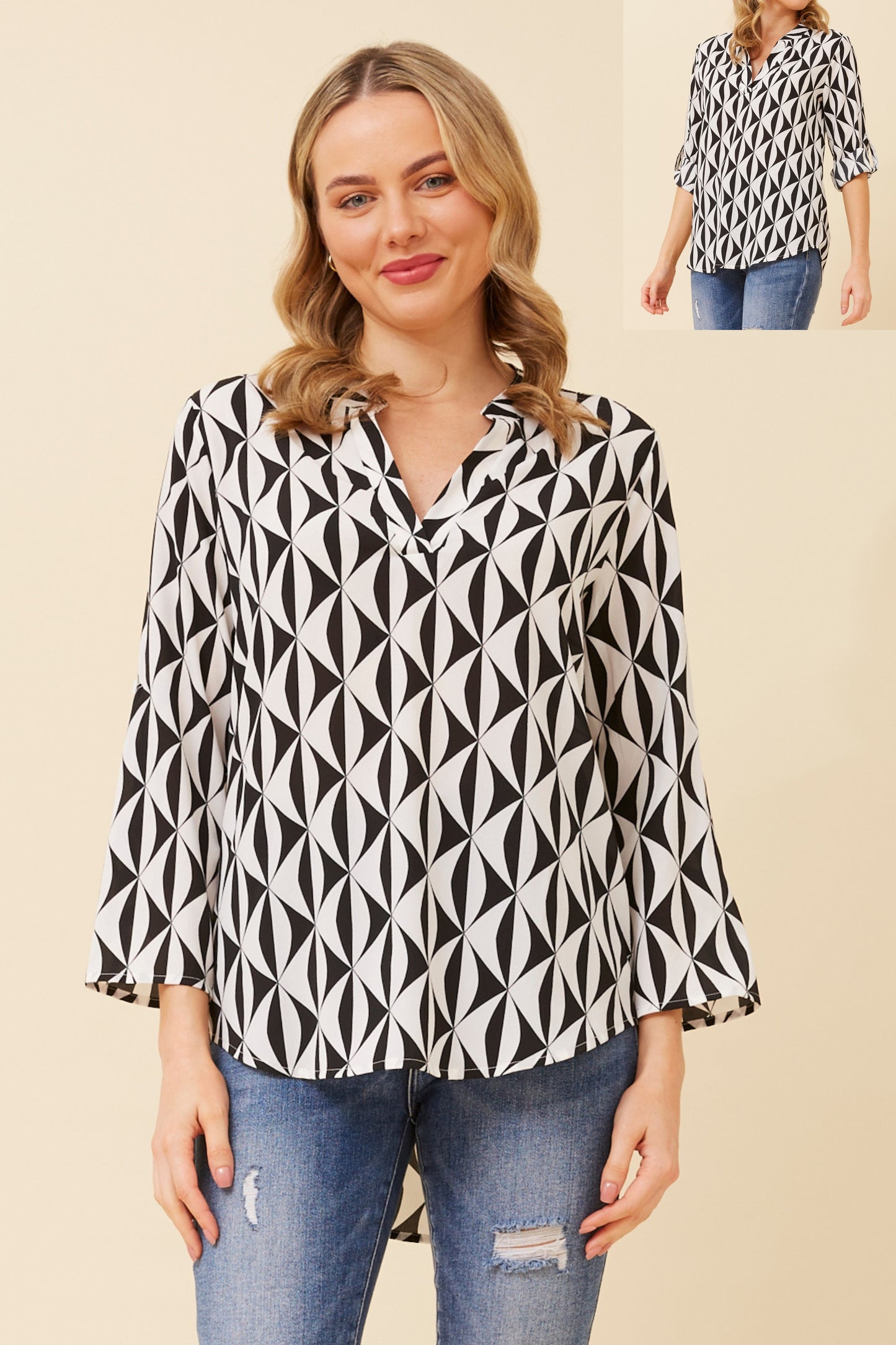 Sin Geometric Print Blouse T520207